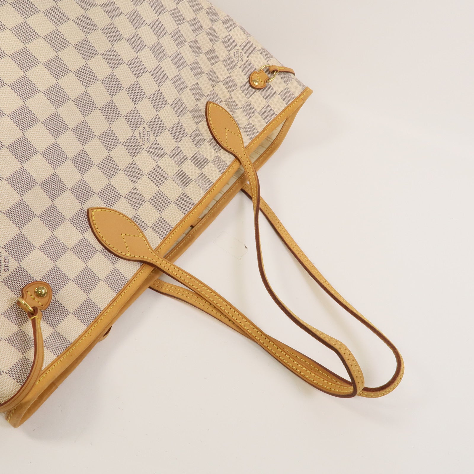 LOUIS VUITTON Damier Azur Neverfull MM金扣手挽袋