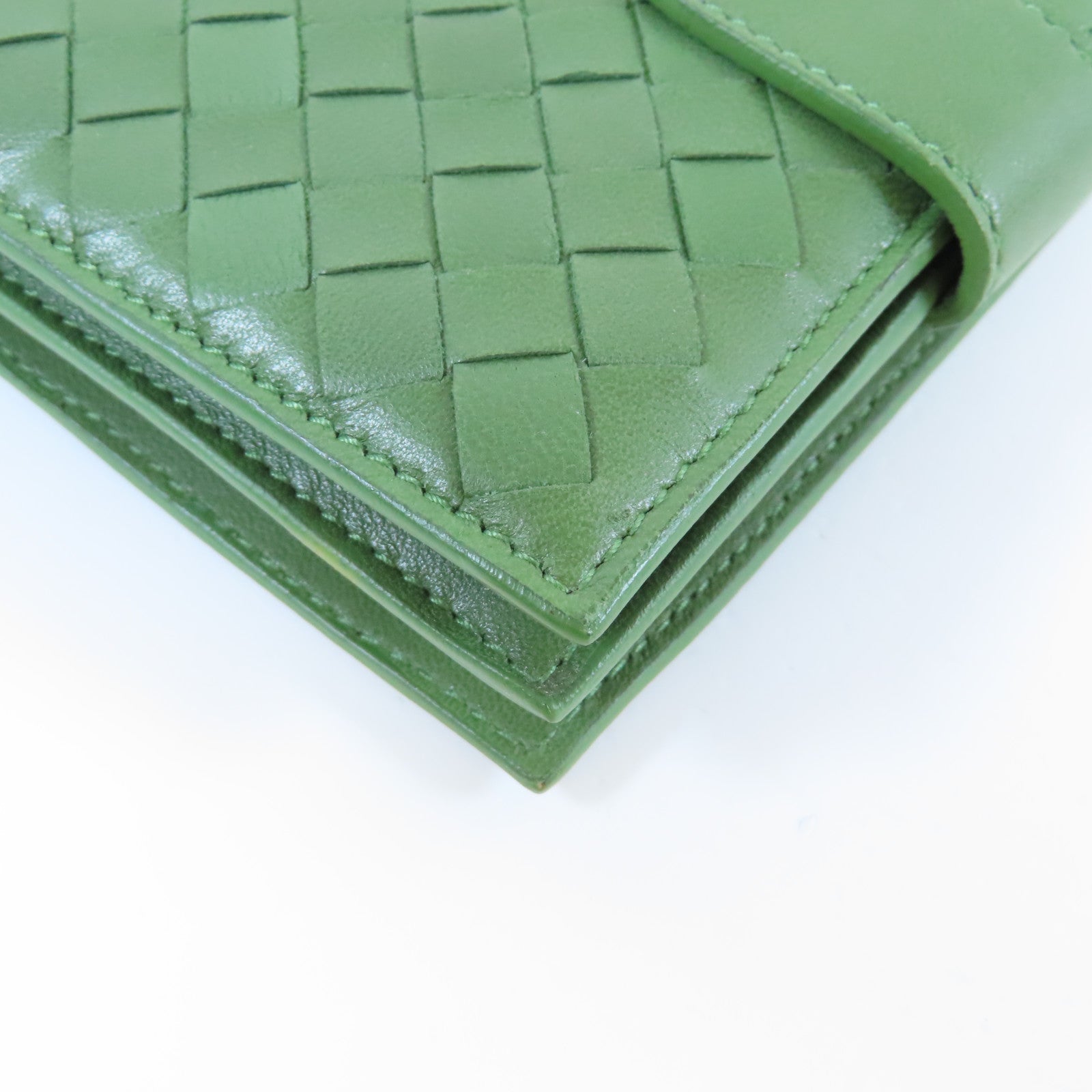 BOTTEGA VENETA 織紋皮革Wallet金扣錢包綠色