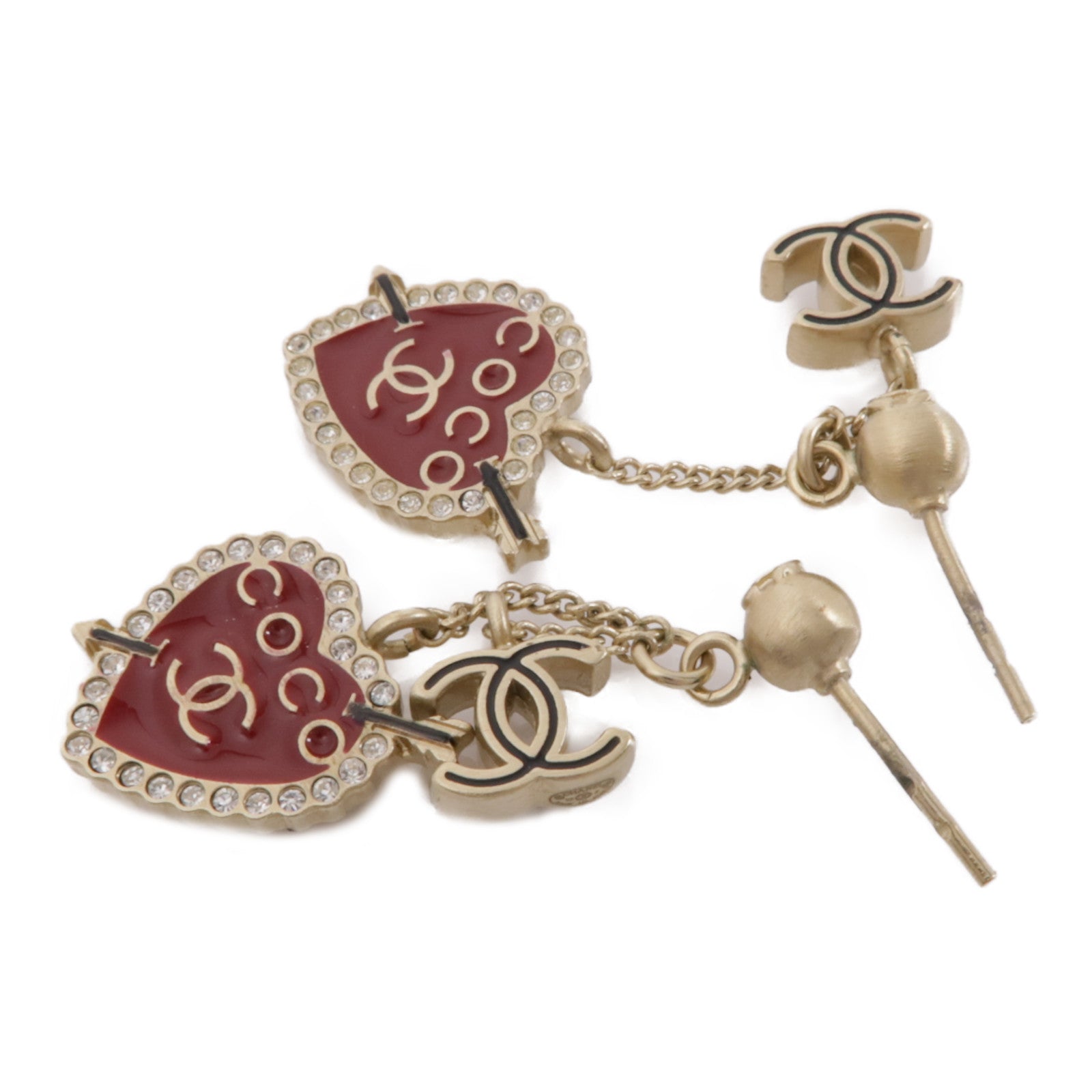 CHANEL 金屬Earrings耳環金色/紅色