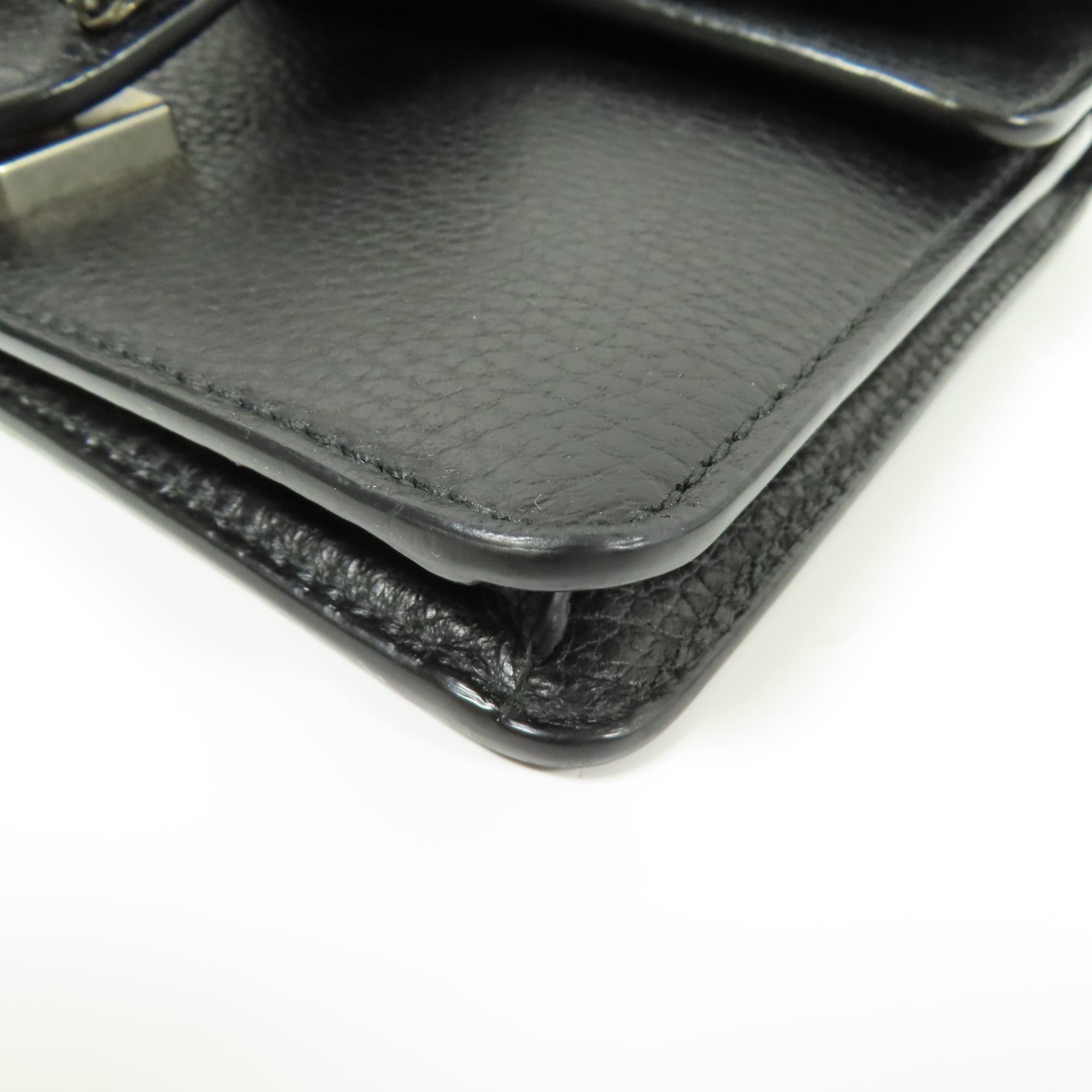 GUCCI GG SHW Dionysus Chain Shoulder Bag Calfskin Leather Black