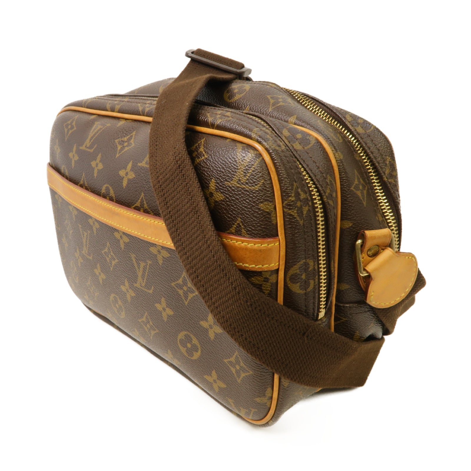 LOUIS VUITTON 【激減優惠】Monogram Reporter PM金扣肩背袋棕色