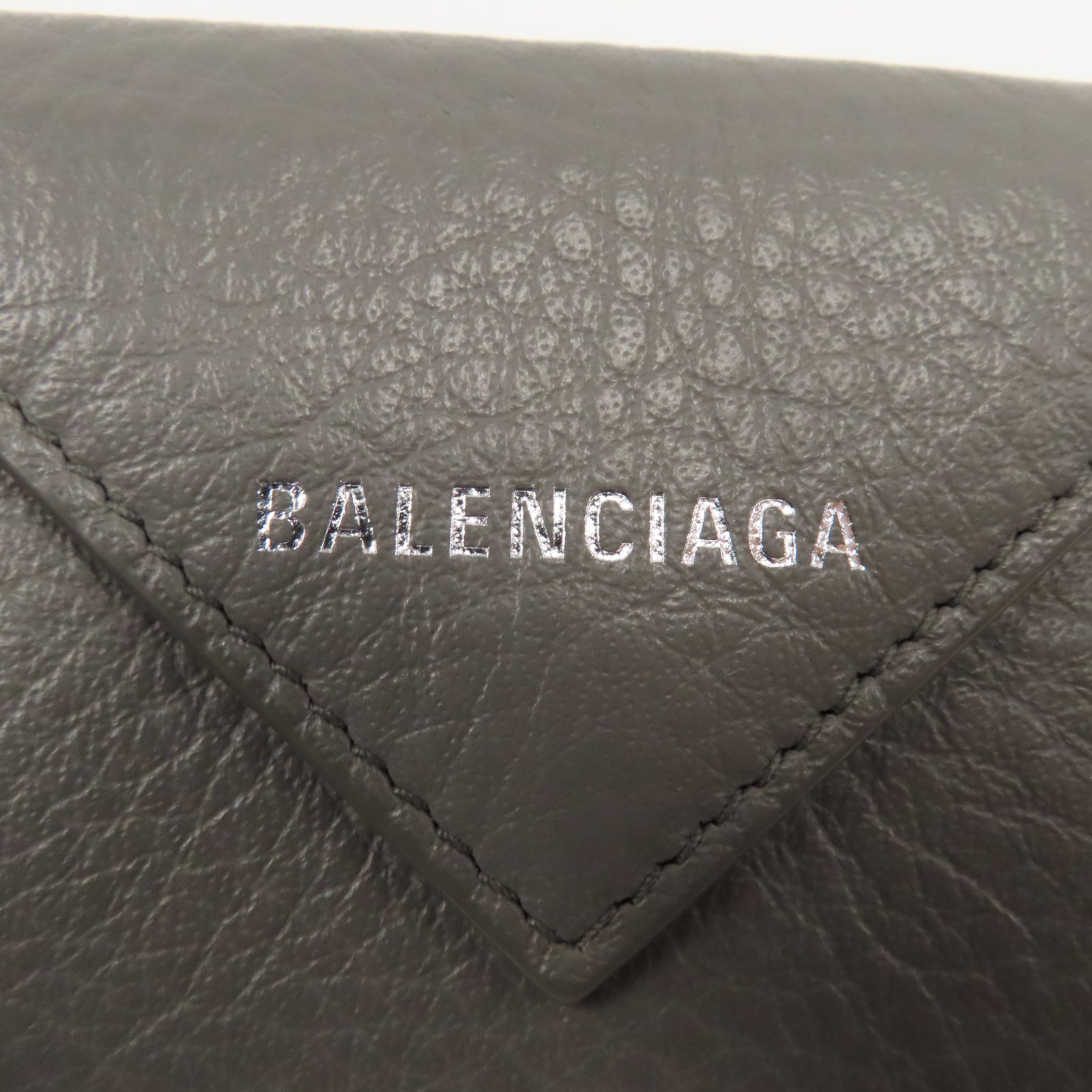 BALENCIAGA 牛皮皮革Wallet銀扣錢包灰色