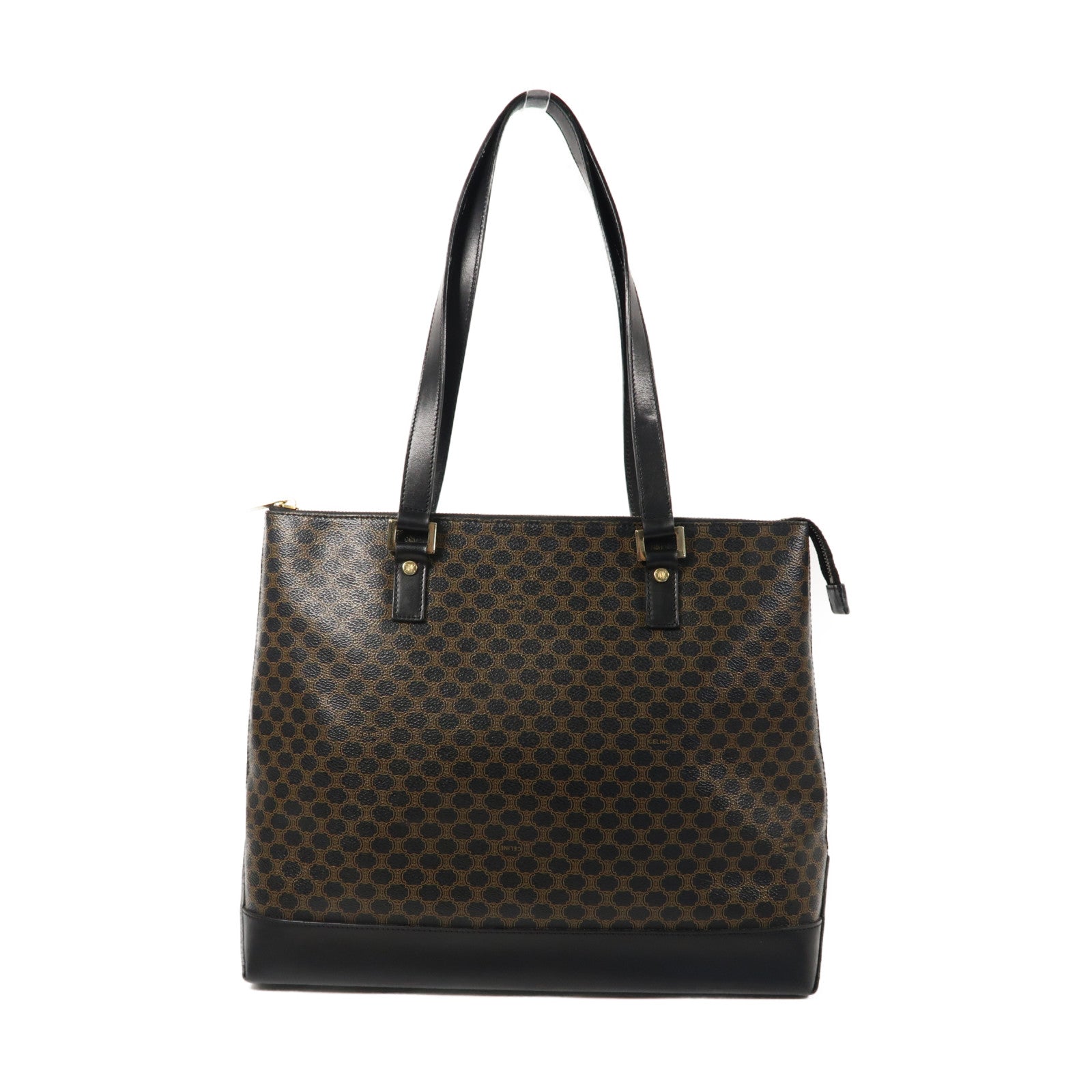 CELINE 塗層帆布Vintage金扣手挽袋啡色