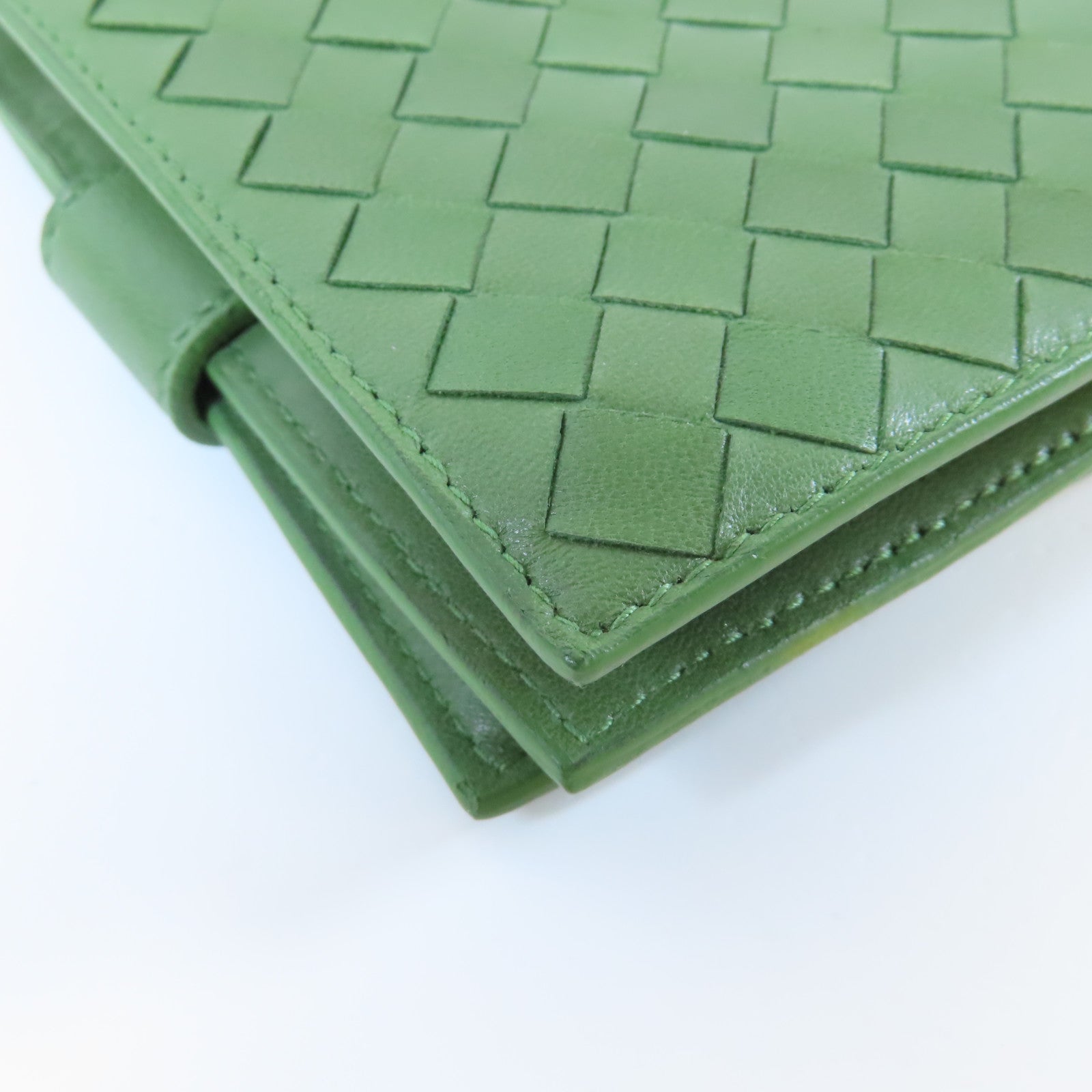 BOTTEGA VENETA 織紋皮革Wallet金扣錢包綠色