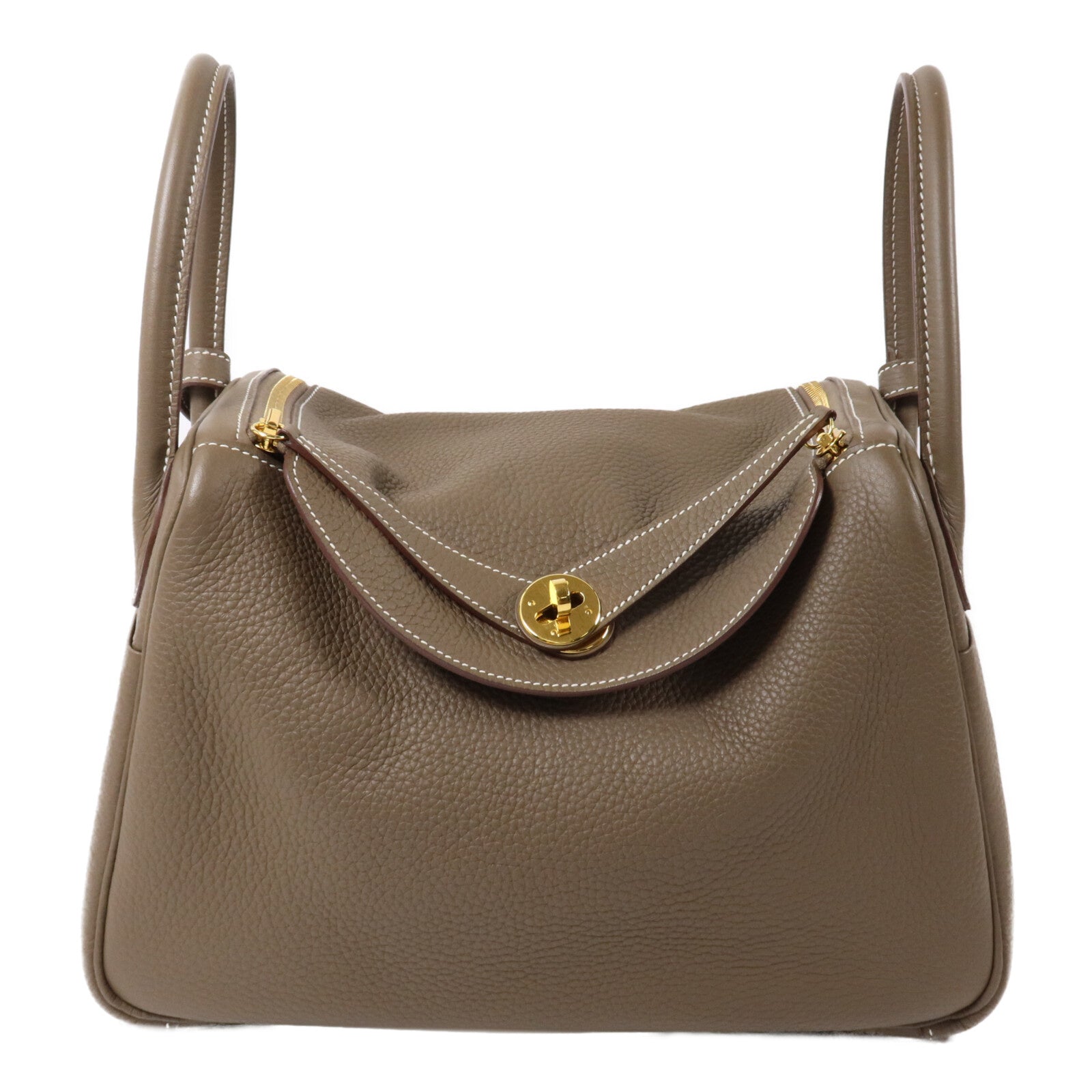 HERMES Clemence皮革Lindy 30手挽肩背兩用袋Etoupe