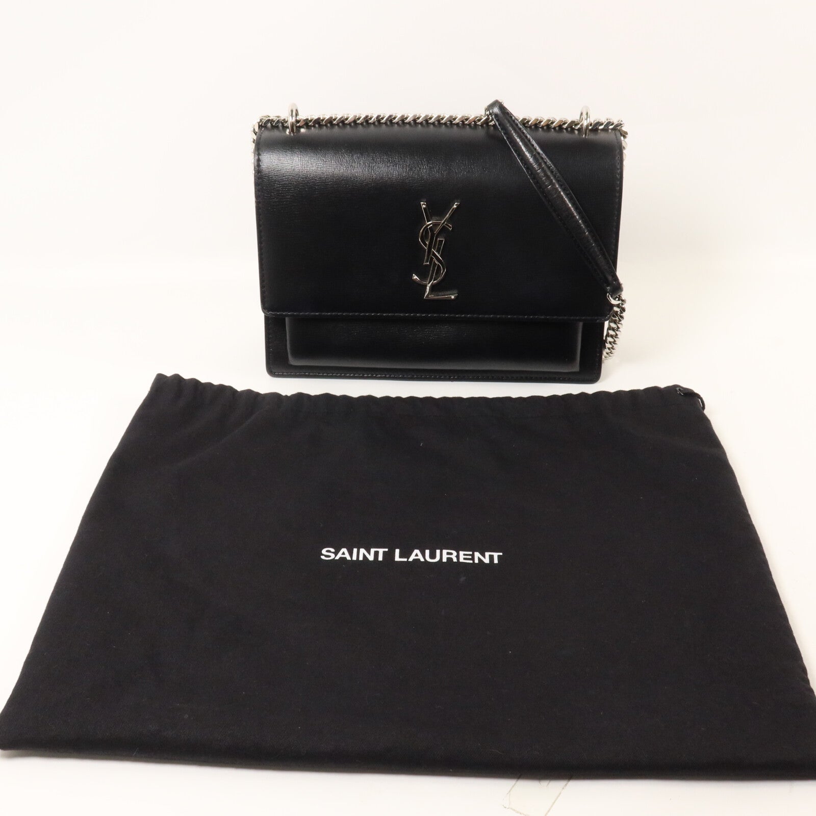 SAINT LAURENT 牛皮皮革Sunset Medium鏈帶肩背袋