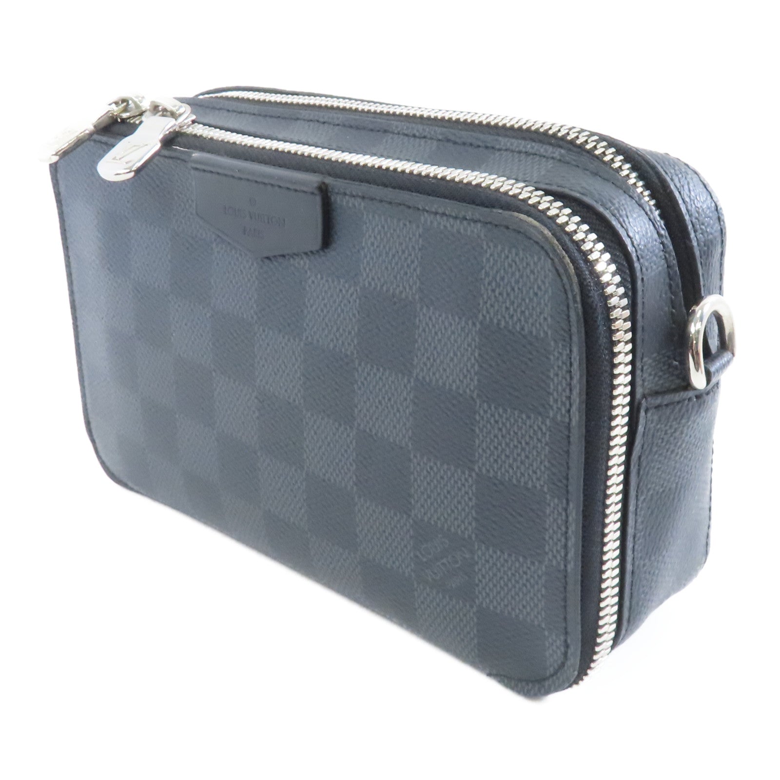 LOUIS VUITTON Damier Graphite Alpha Wearable Wallet銀扣肩背袋黑色