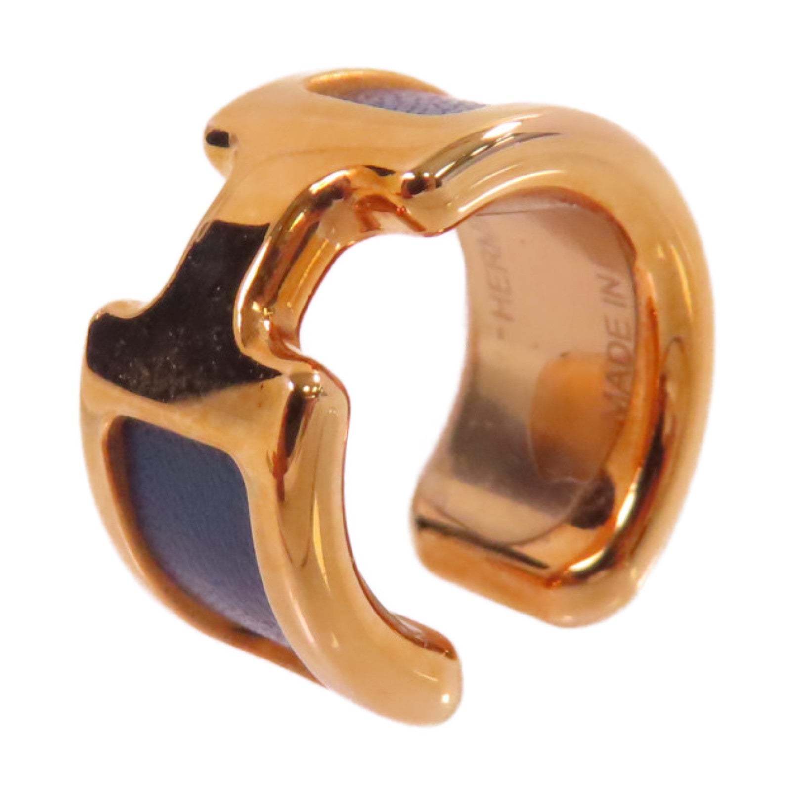 HERMES 金屬/牛皮皮革Olympe Olympe Ear Cuff耳夾2Z Bleu Nuit/午夜藍色