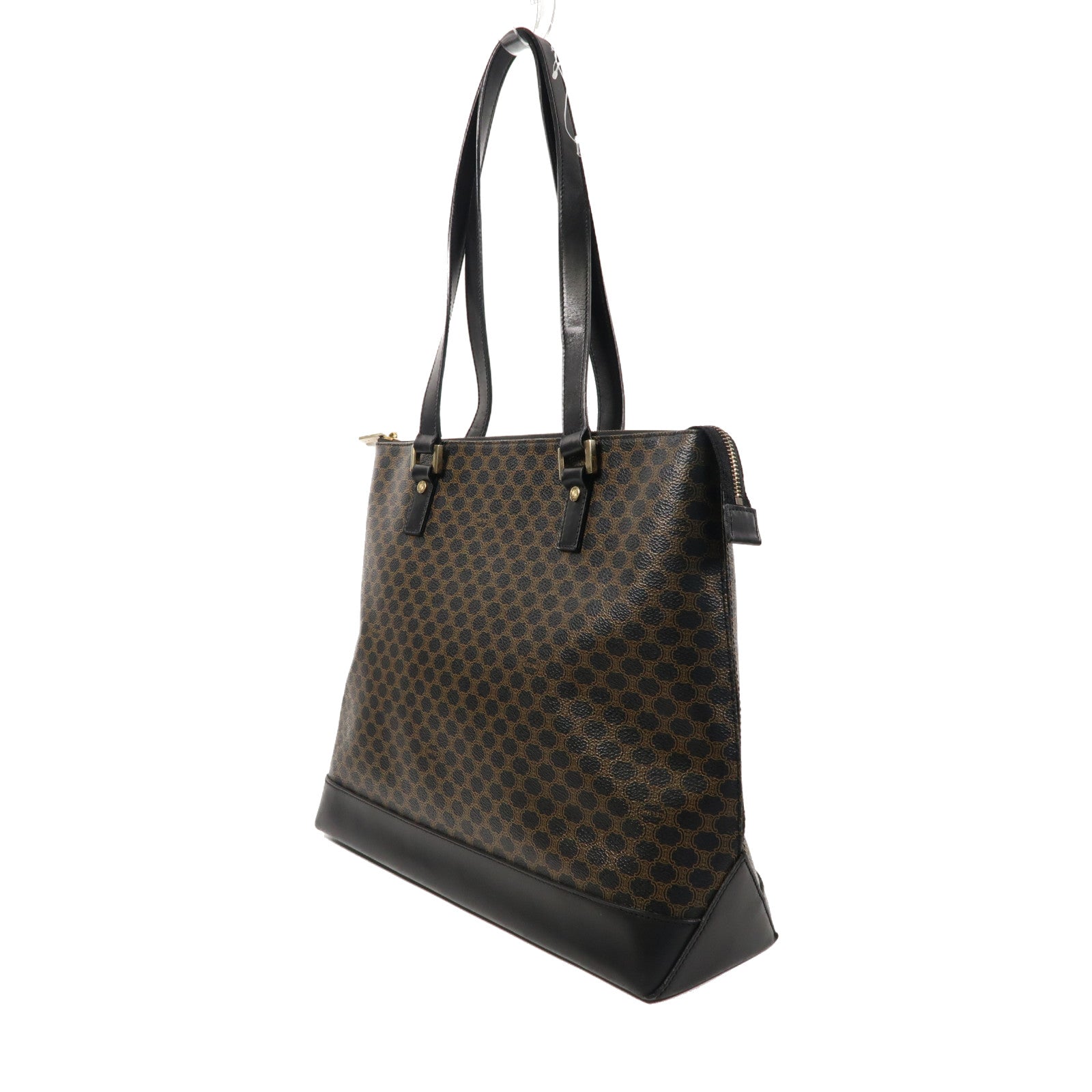 CELINE 塗層帆布Vintage金扣手挽袋啡色