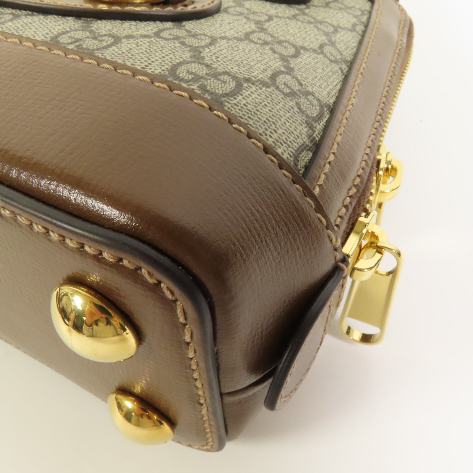 GUCCI 塗層帆布Horsebit 1955 Top Handle金扣手挽肩背兩用袋