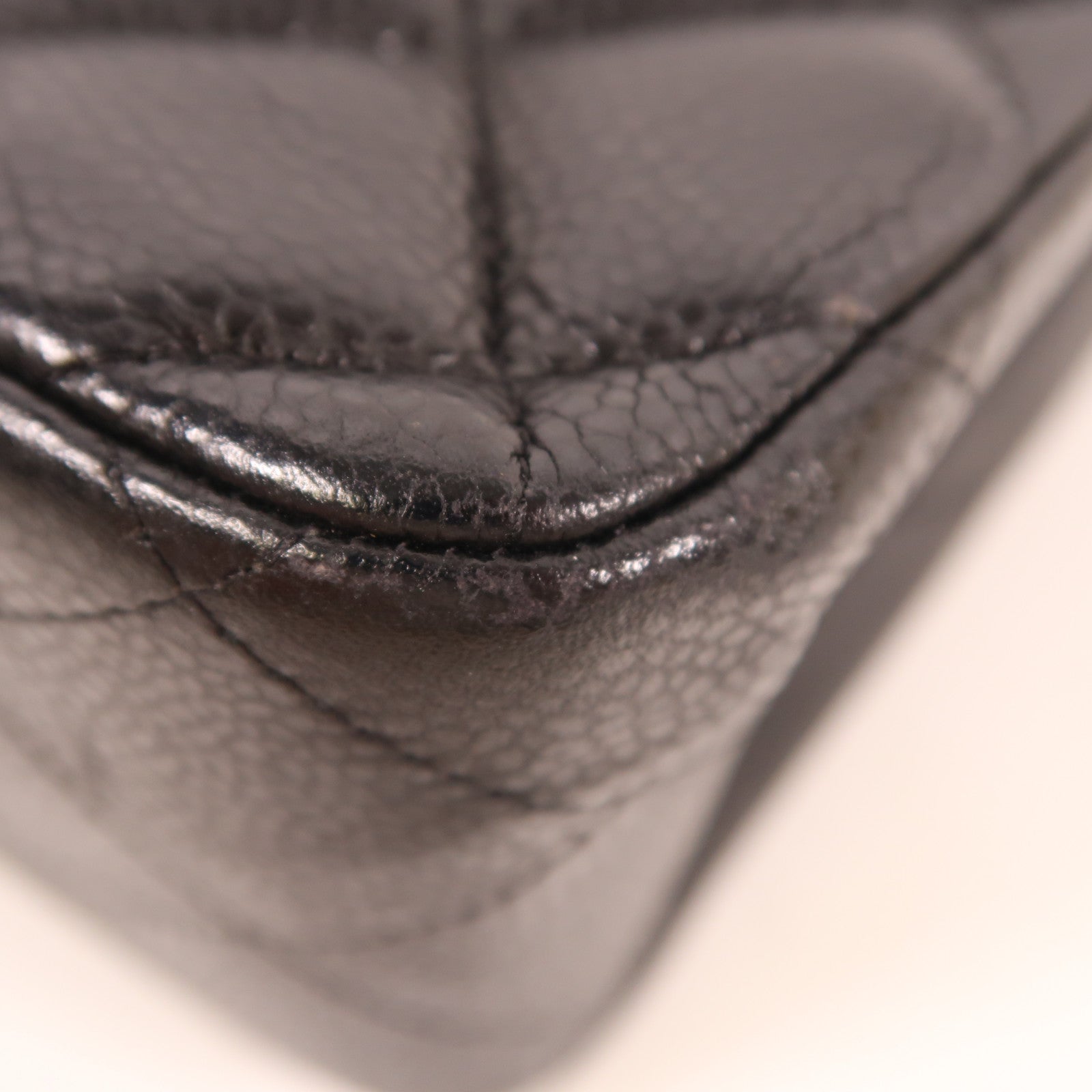 CHANEL 牛皮皮革Large Classic銀扣鏈帶肩背袋黑色