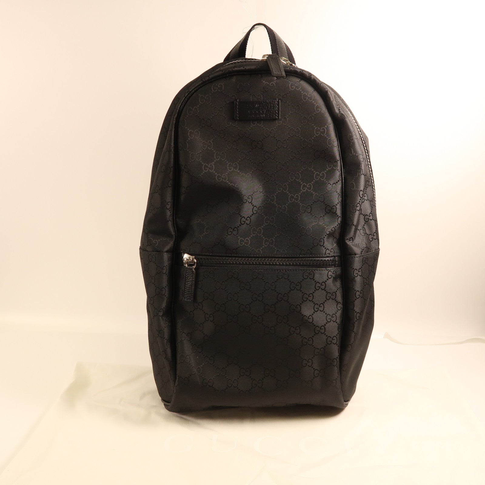 GUCCI 帆布Backpack銀扣背包黑色