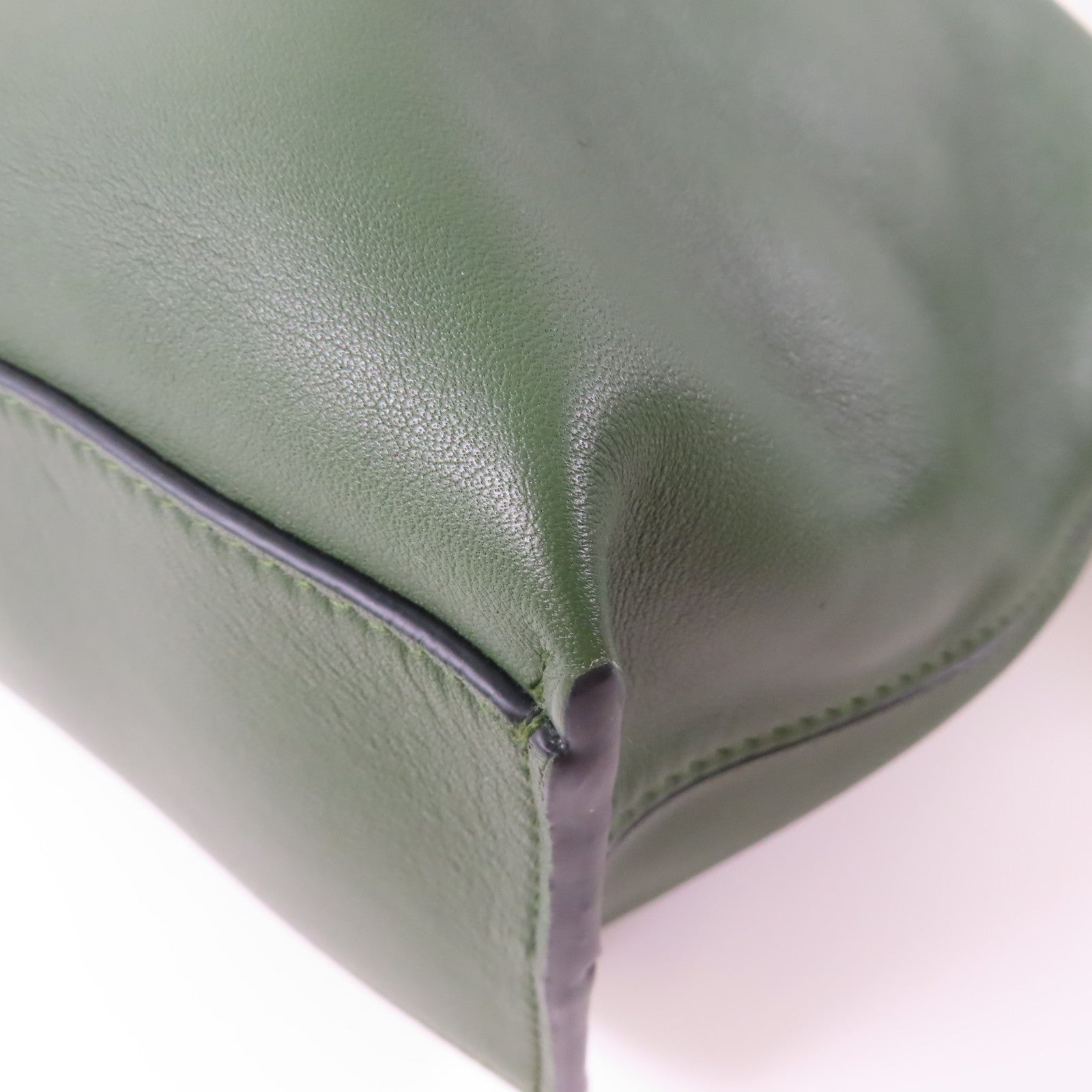LOEWE 羊皮皮革Shoulder Bag銀扣肩背袋綠色