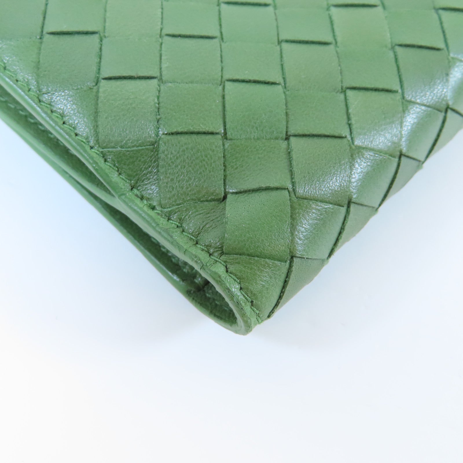 BOTTEGA VENETA 織紋皮革Wallet金扣錢包綠色