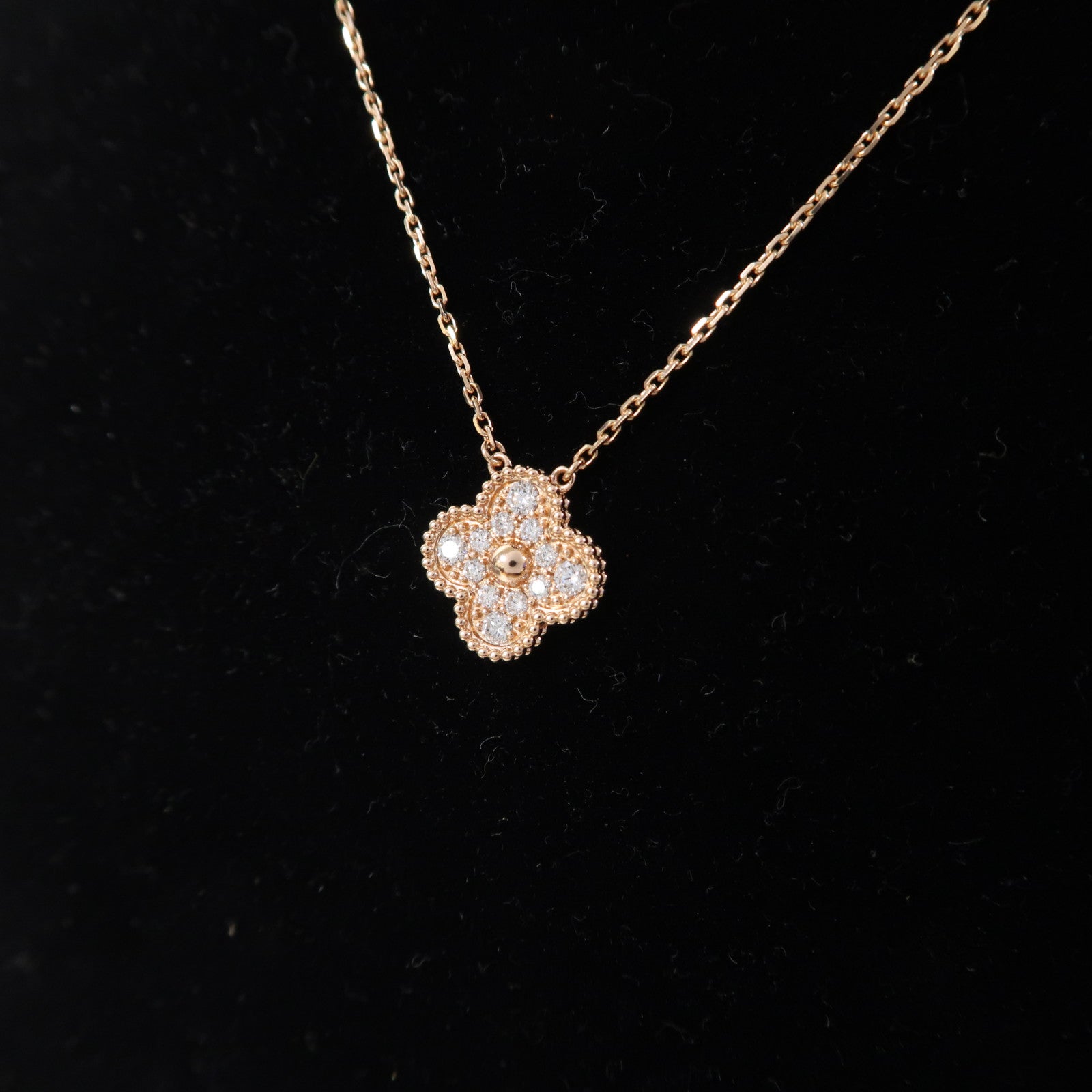 Van Cleef & Arpels 18K玫瑰金Vintage Alhambra Pendant Diamond項鍊