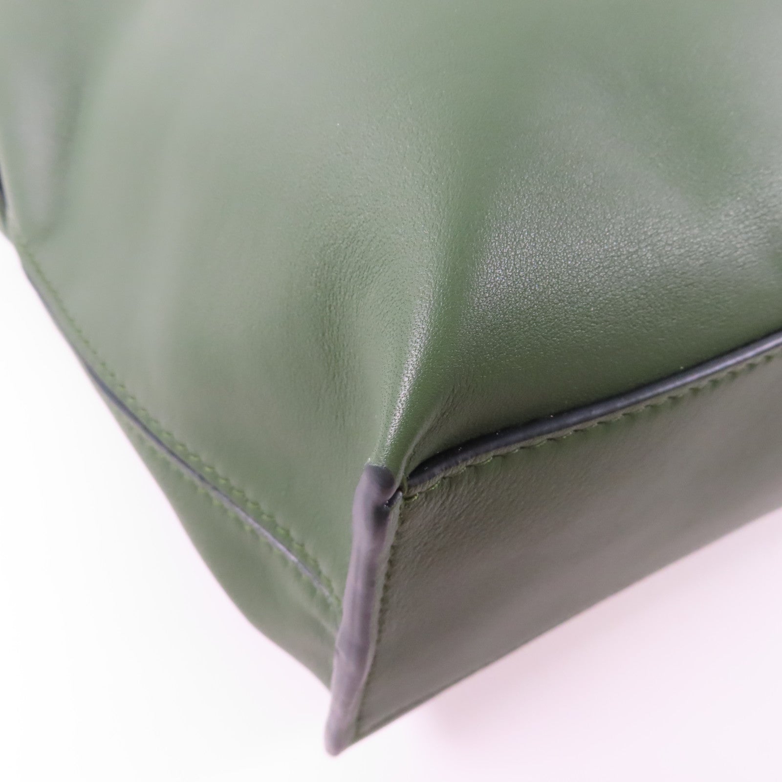 LOEWE 羊皮皮革Shoulder Bag銀扣肩背袋綠色