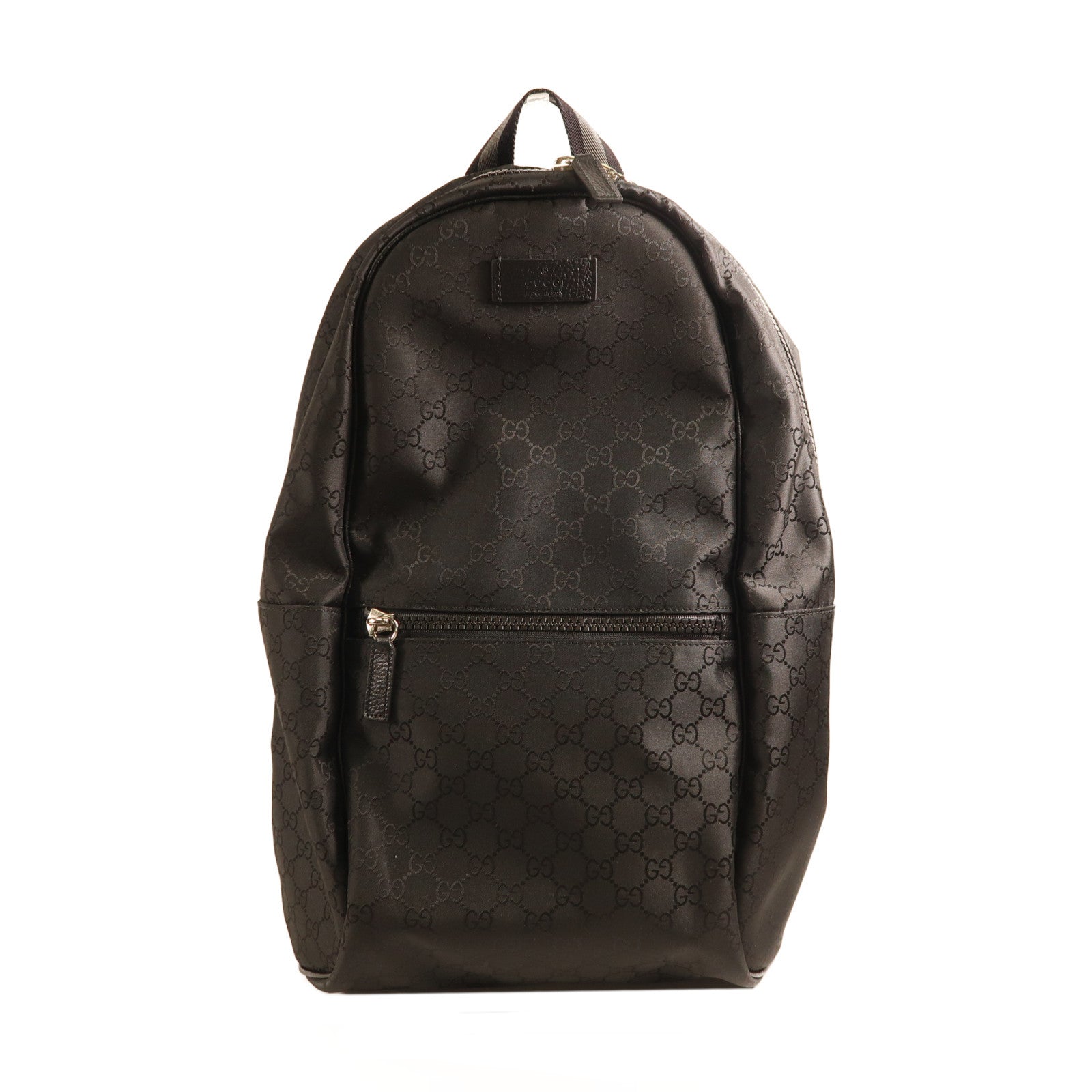 GUCCI 帆布Backpack銀扣背包黑色
