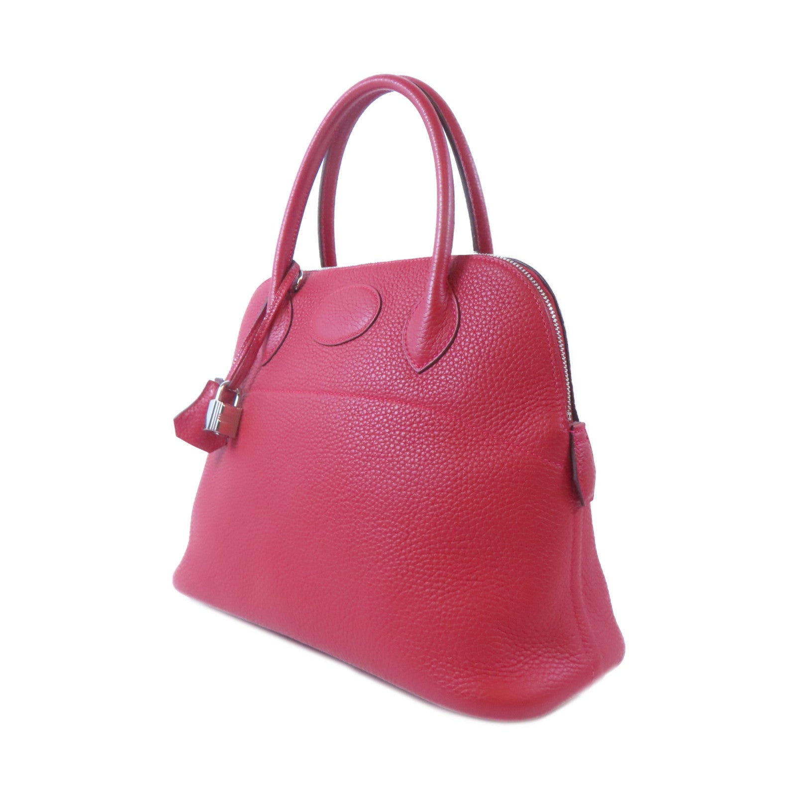 HERMES Clemence皮革Bolide 31銀扣手挽肩背兩用袋紅色