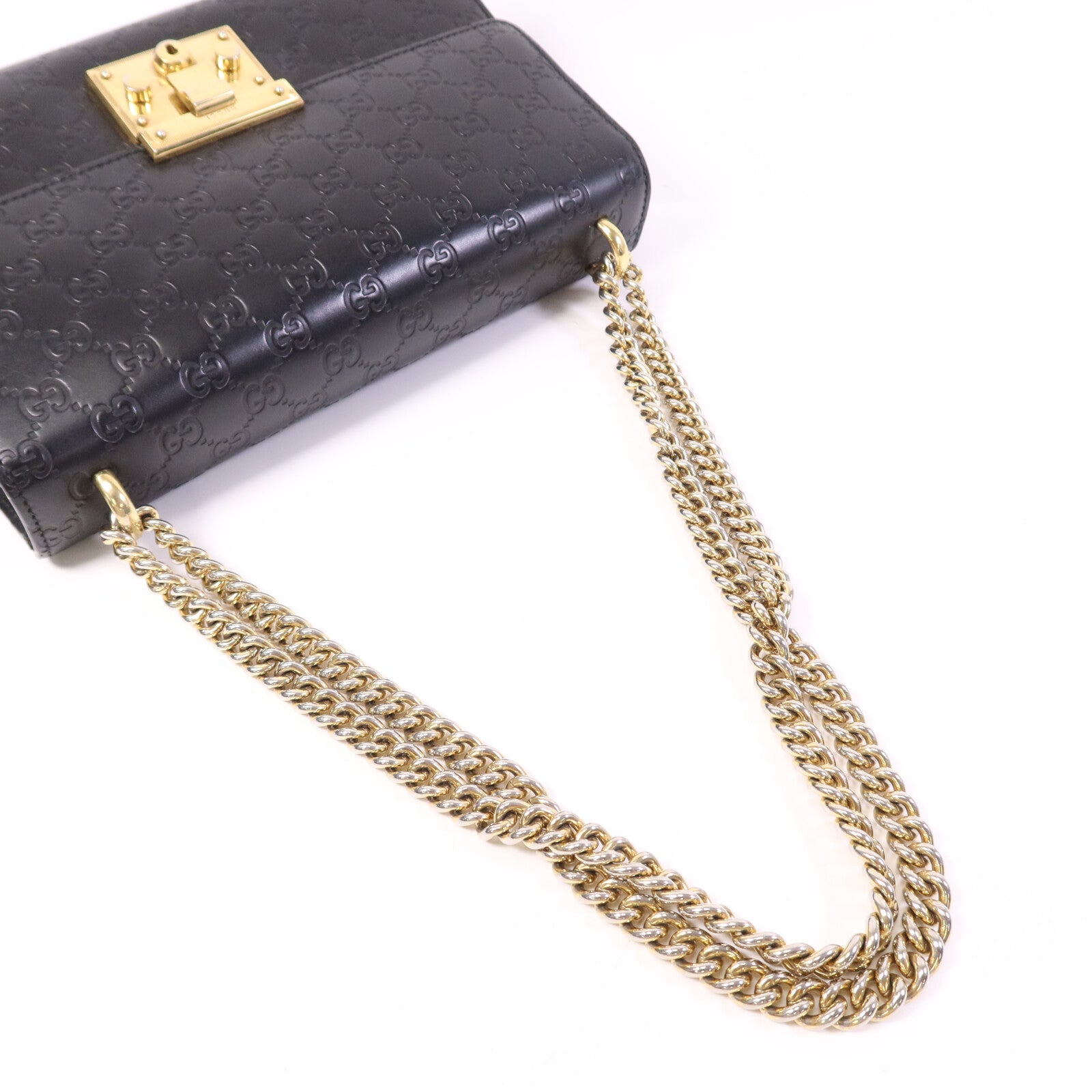 GUCCI 【激減優惠】牛皮皮革Padlock Medium金扣鏈帶肩背袋