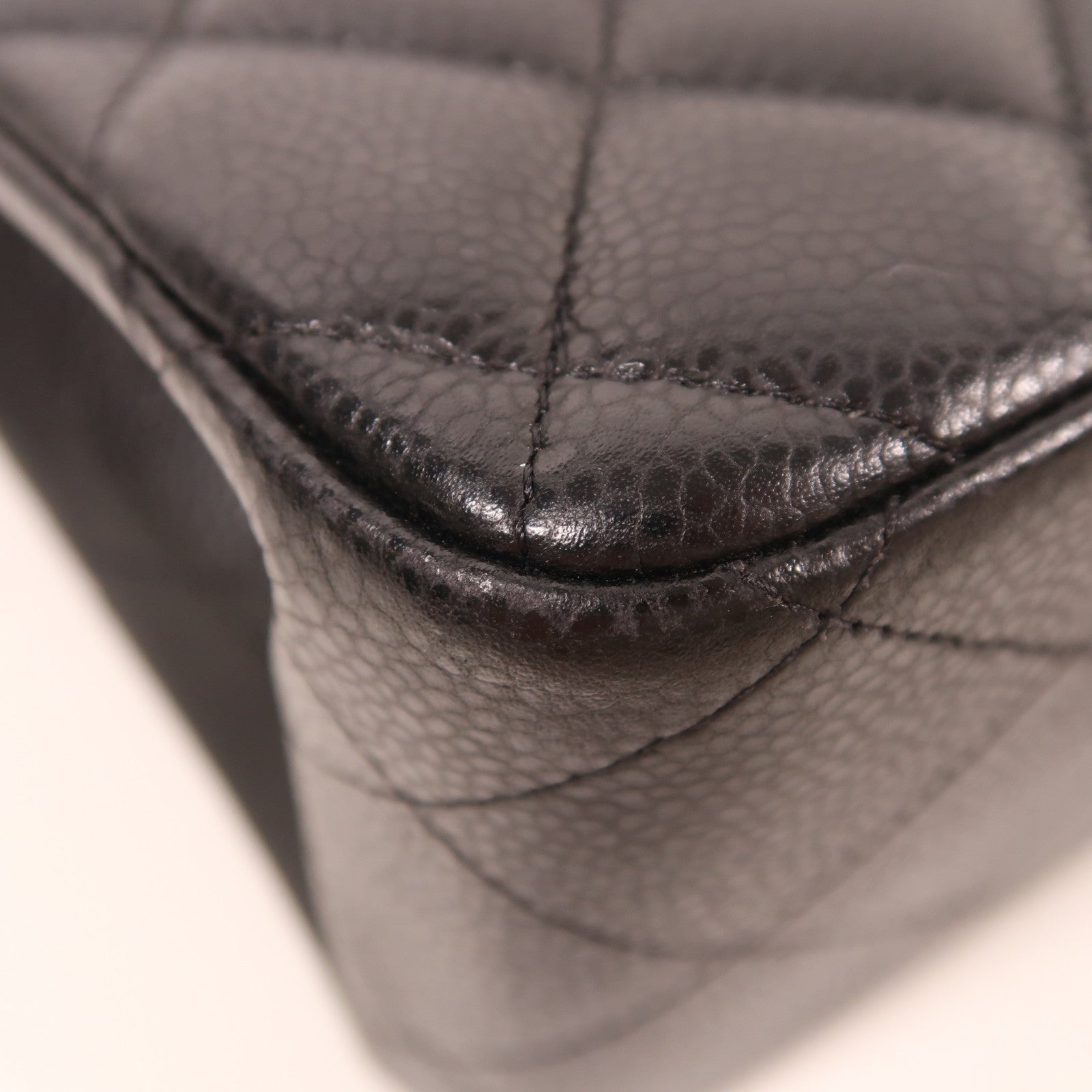 CHANEL 牛皮皮革Large Classic銀扣鏈帶肩背袋黑色