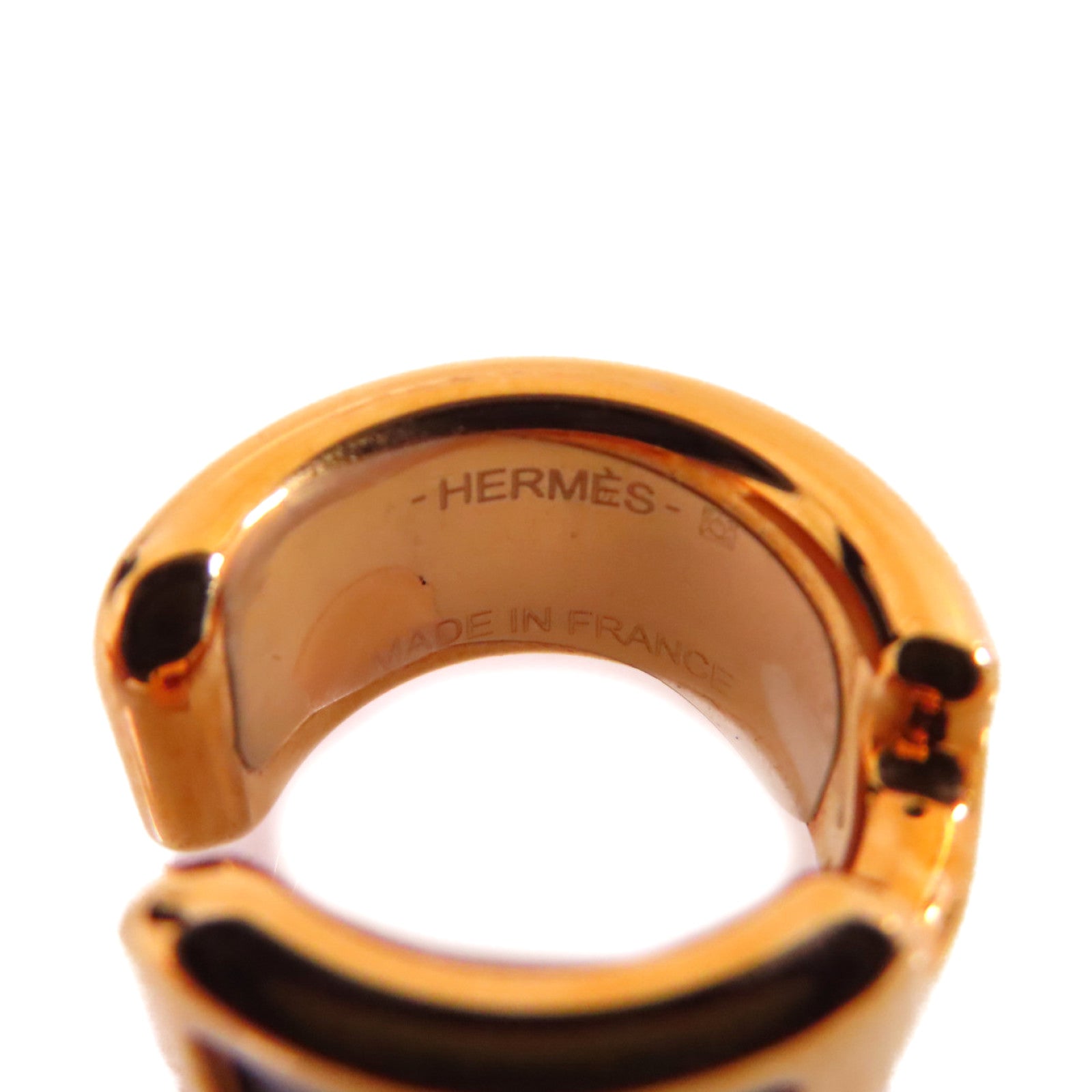 HERMES 金屬/牛皮皮革Olympe Olympe Ear Cuff耳夾2Z Bleu Nuit/午夜藍色