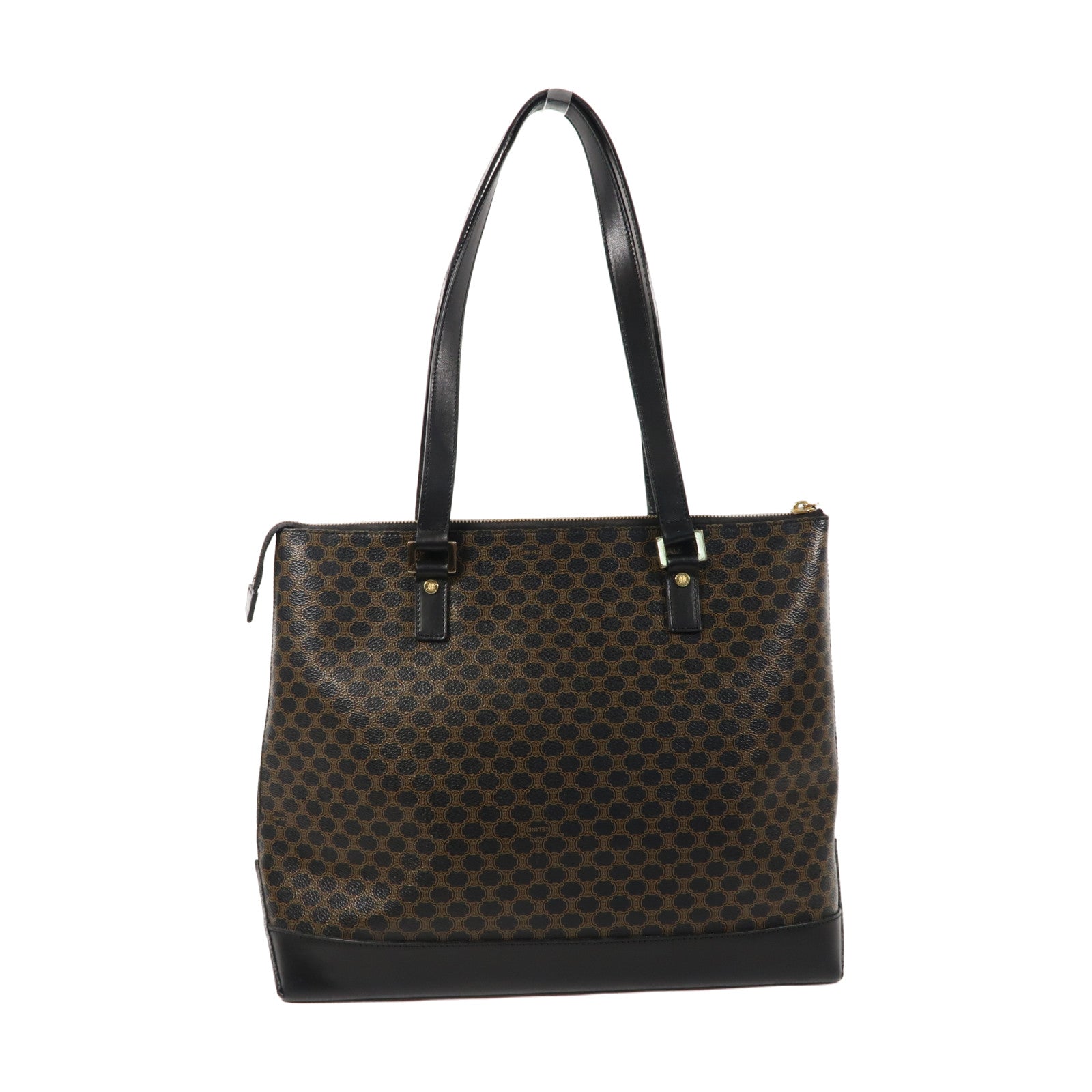 CELINE 塗層帆布Vintage金扣手挽袋啡色