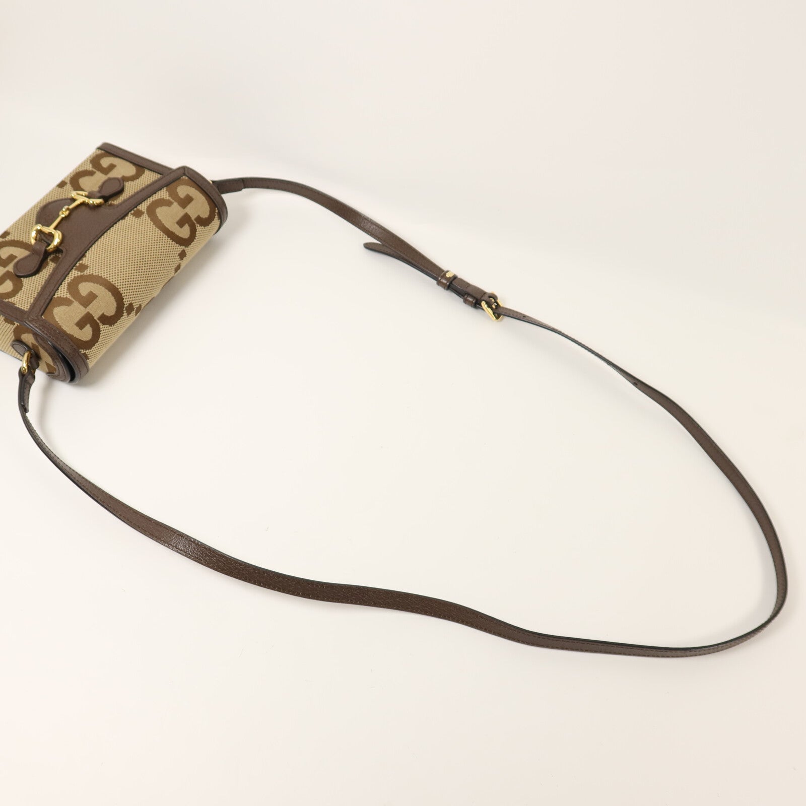 GUCCI 帆布Horsebit 1955金扣肩背袋