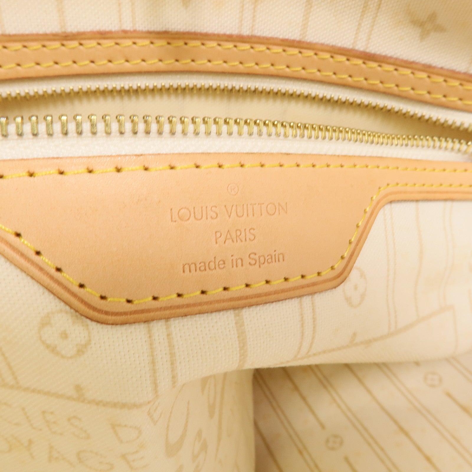 LOUIS VUITTON Damier Azur Neverfull MM金扣手挽袋