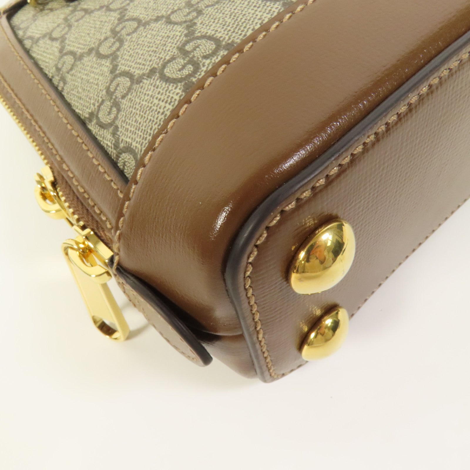 GUCCI 塗層帆布Horsebit 1955 Top Handle金扣手挽肩背兩用袋