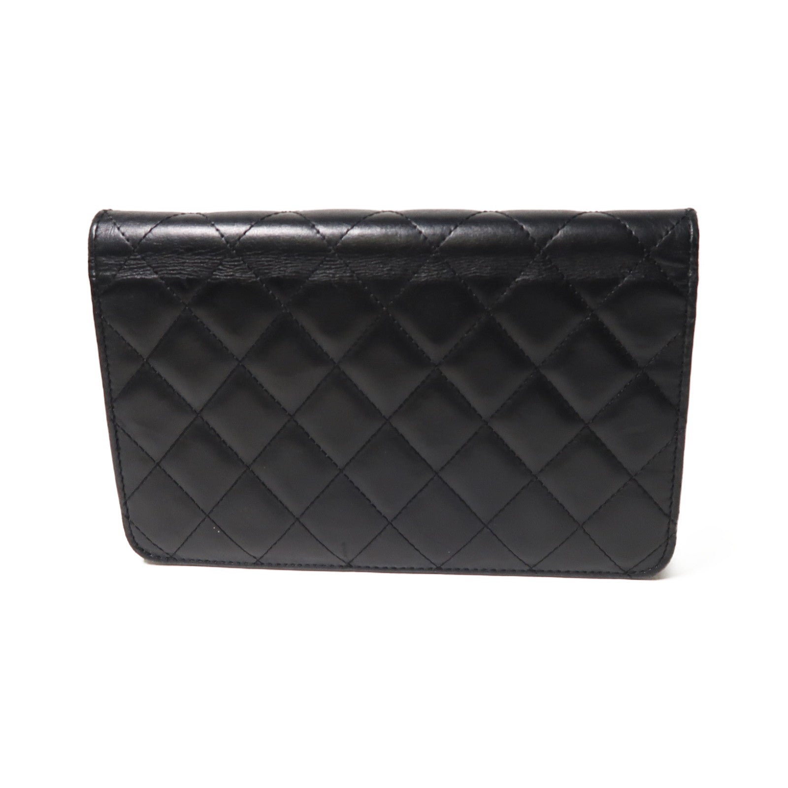 CHANEL 菱格牛皮皮革Cambon Wallet On Chain銀扣鏈帶肩背袋黑色