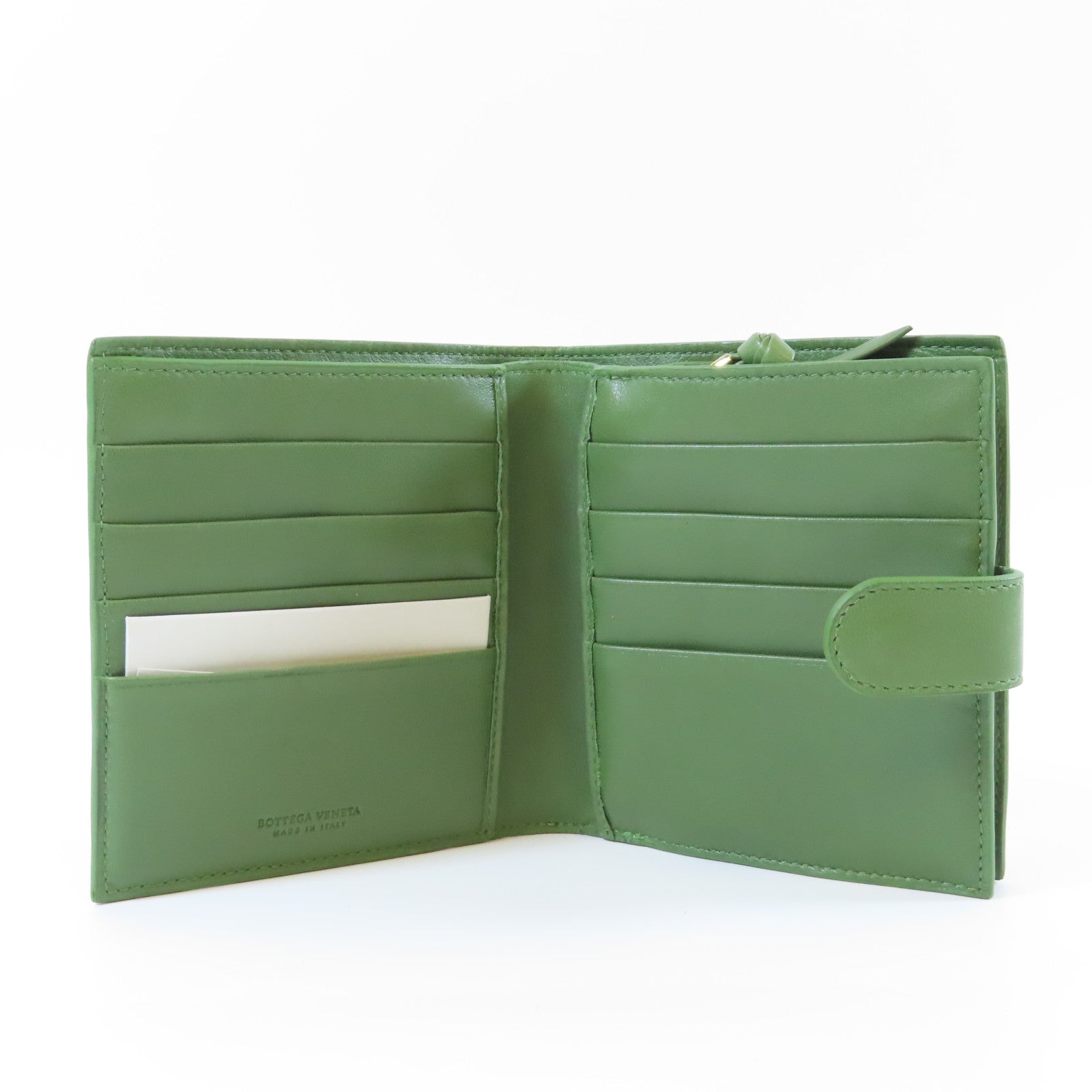 BOTTEGA VENETA 織紋皮革Wallet金扣錢包綠色