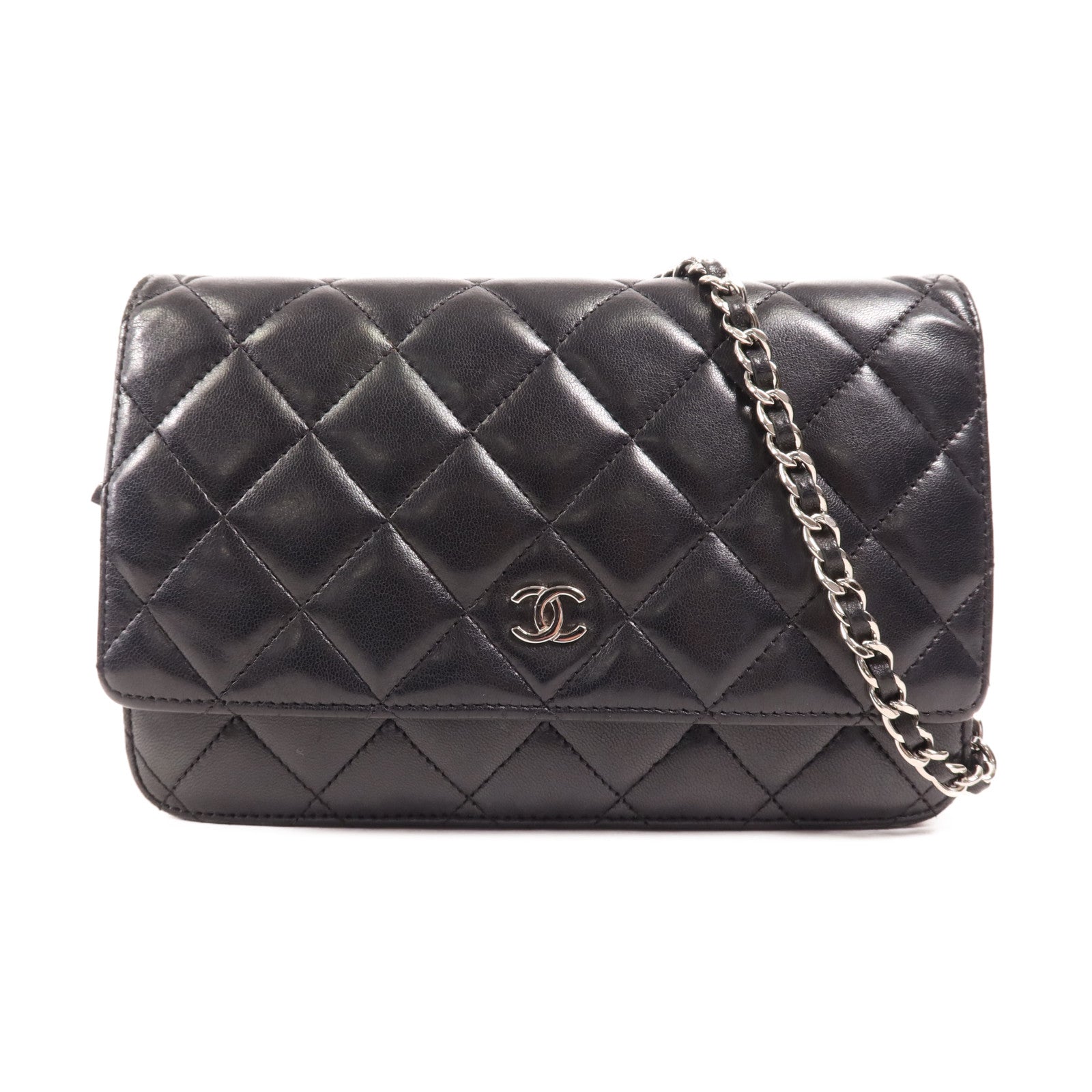 CHANEL 羊皮皮革WOC Wallet On Chain銀扣鏈帶肩背袋