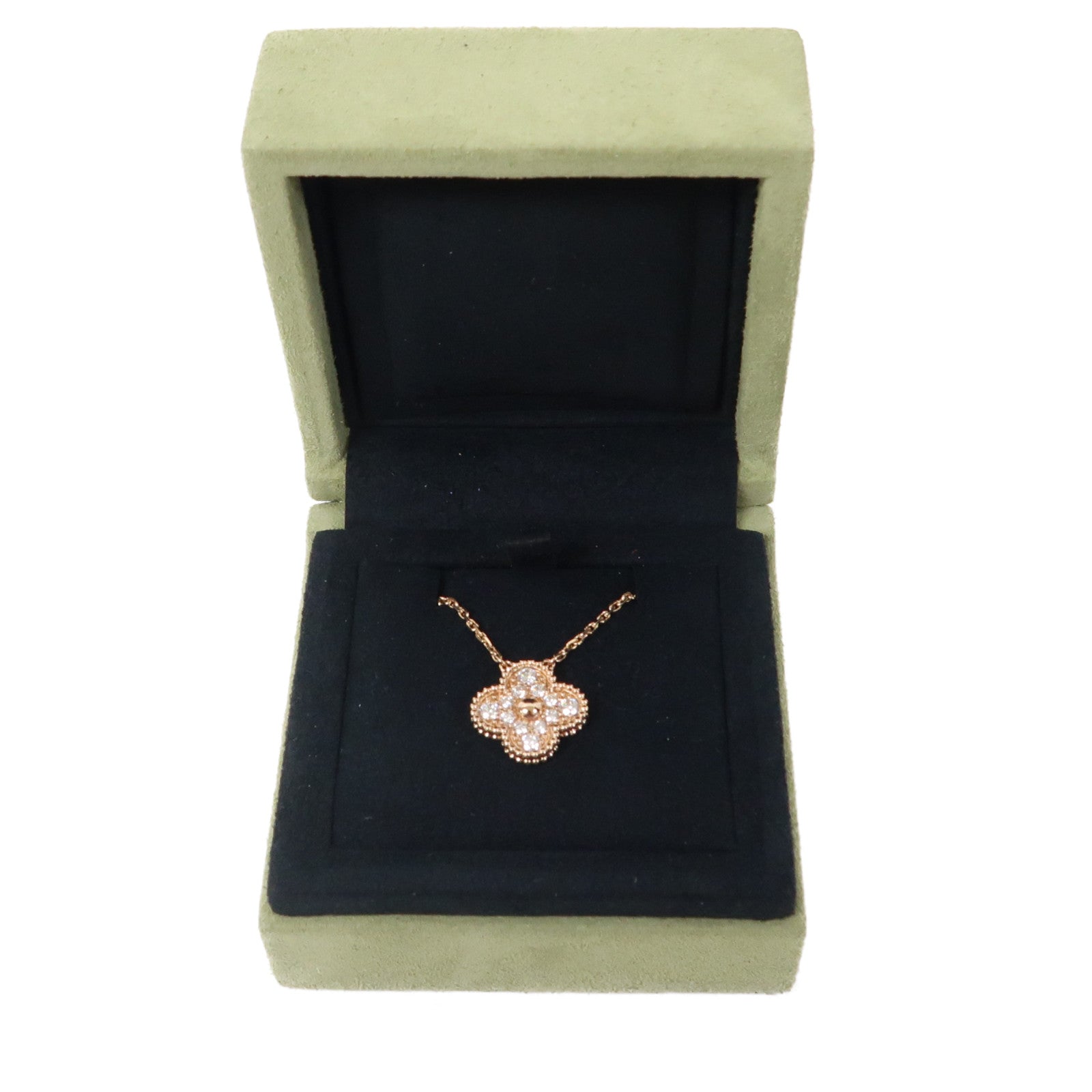 Van Cleef & Arpels 18K玫瑰金Vintage Alhambra Pendant Diamond項鍊