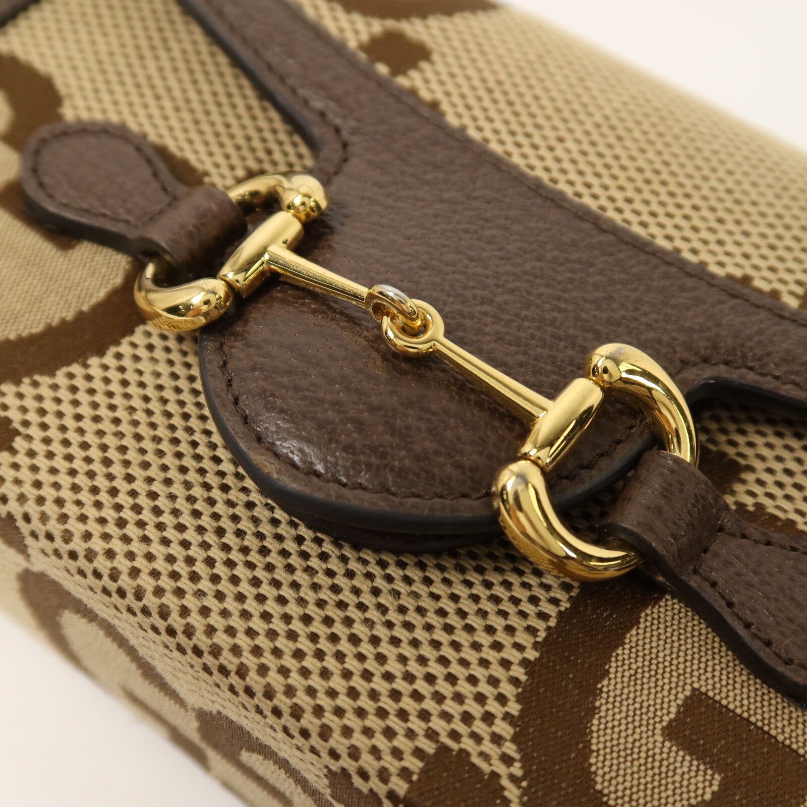 GUCCI 帆布Horsebit 1955金扣肩背袋