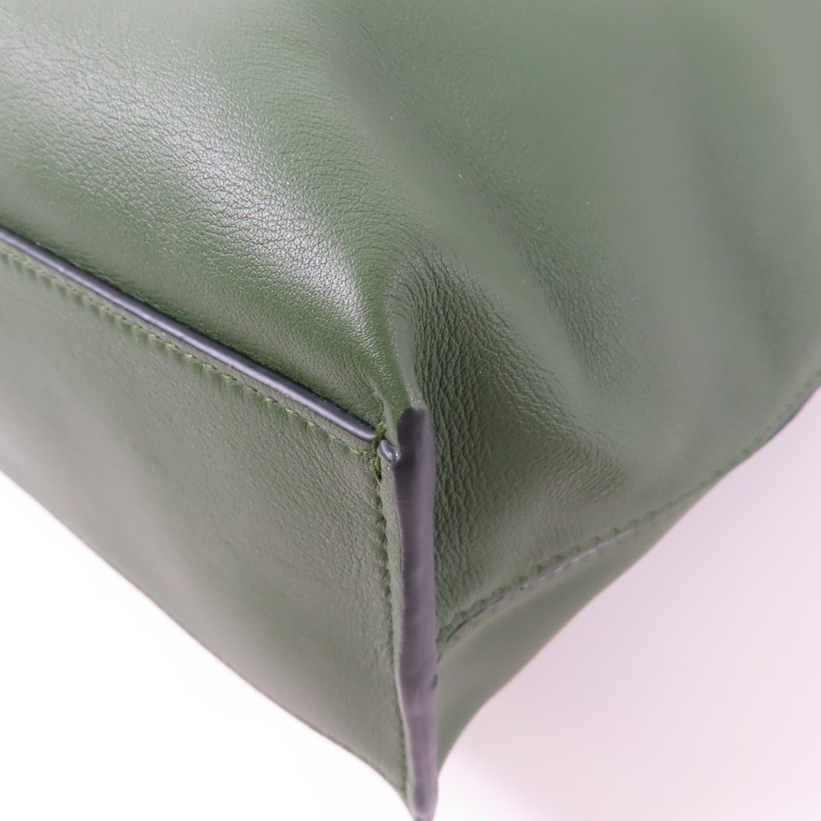 LOEWE 羊皮皮革Shoulder Bag銀扣肩背袋綠色