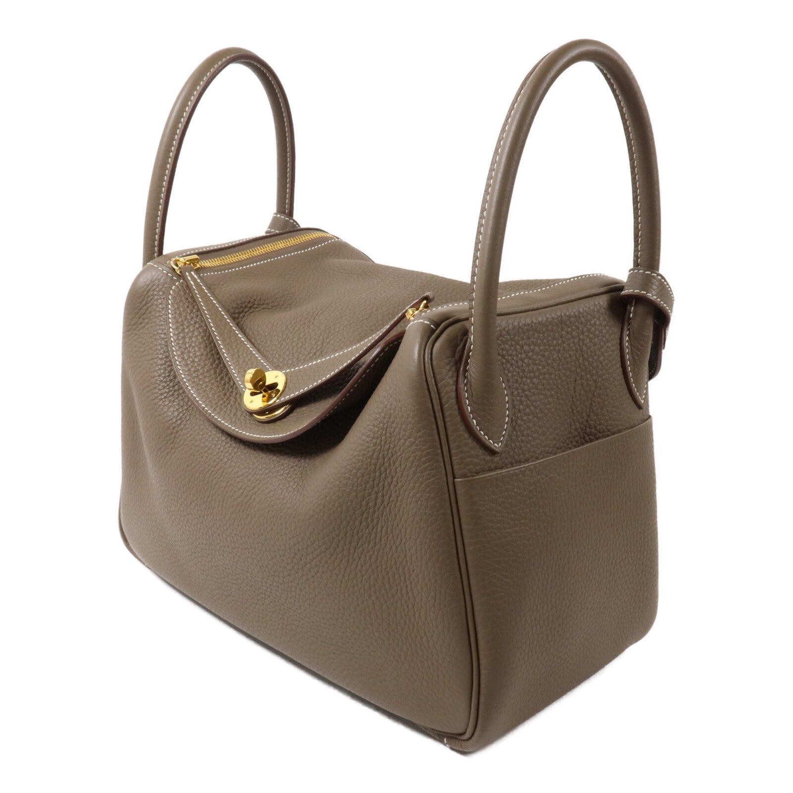 HERMES Clemence皮革Lindy 30手挽肩背兩用袋Etoupe
