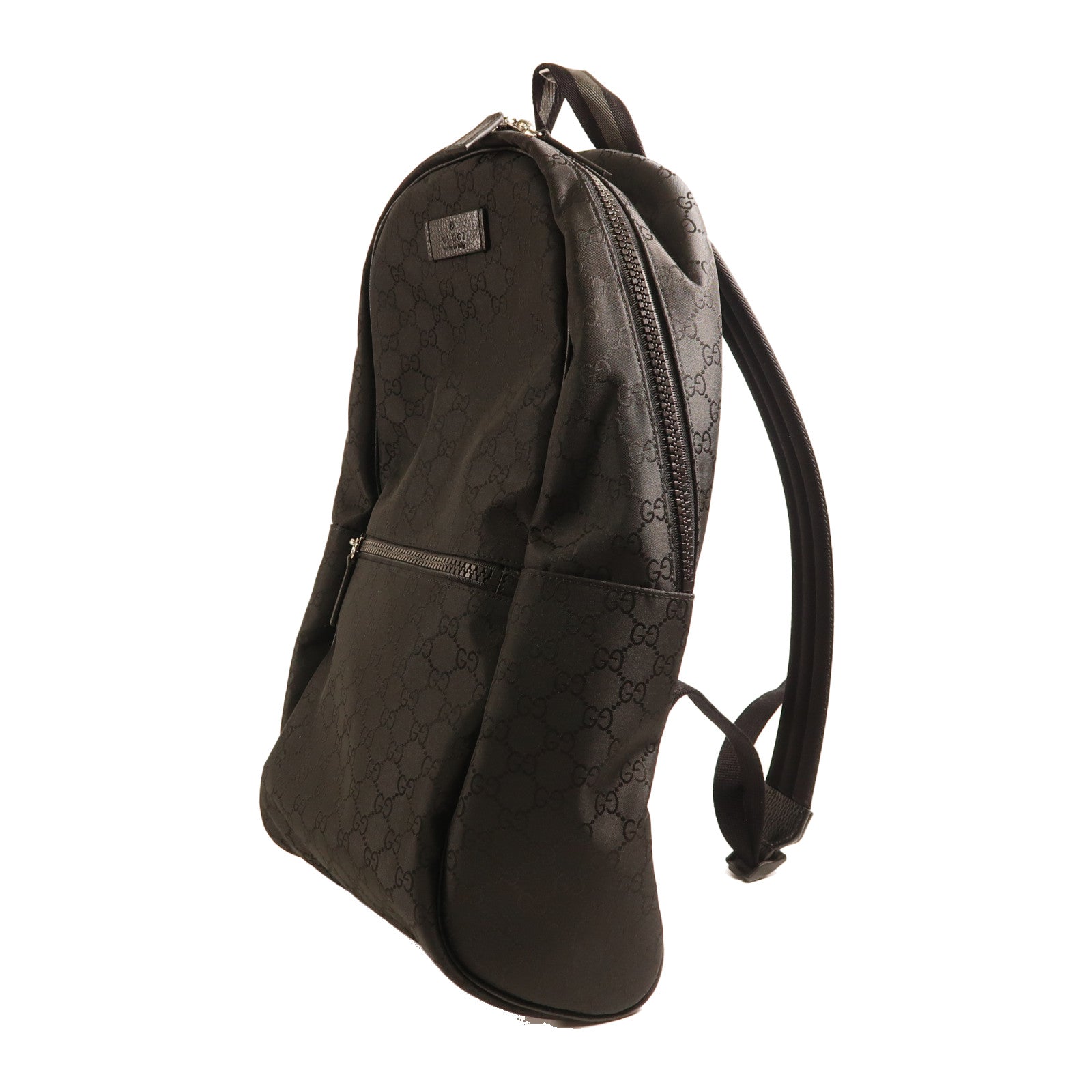 GUCCI 帆布Backpack銀扣背包黑色