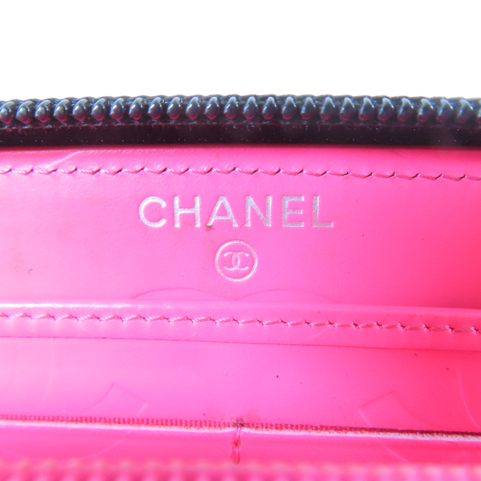 CHANEL 菱格牛皮皮革Cambon Long Wallet銀扣長錢包黑色