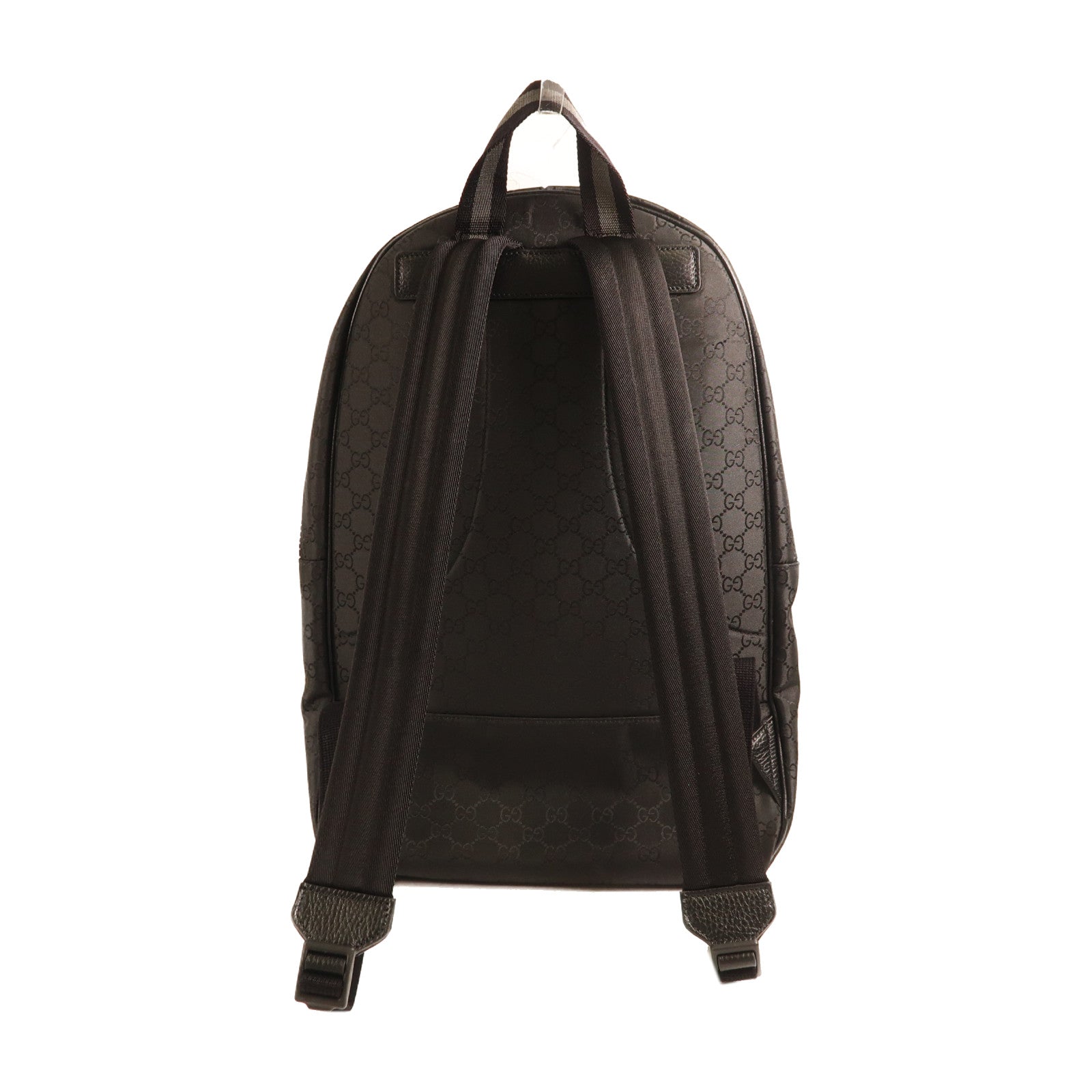 GUCCI 帆布Backpack銀扣背包黑色