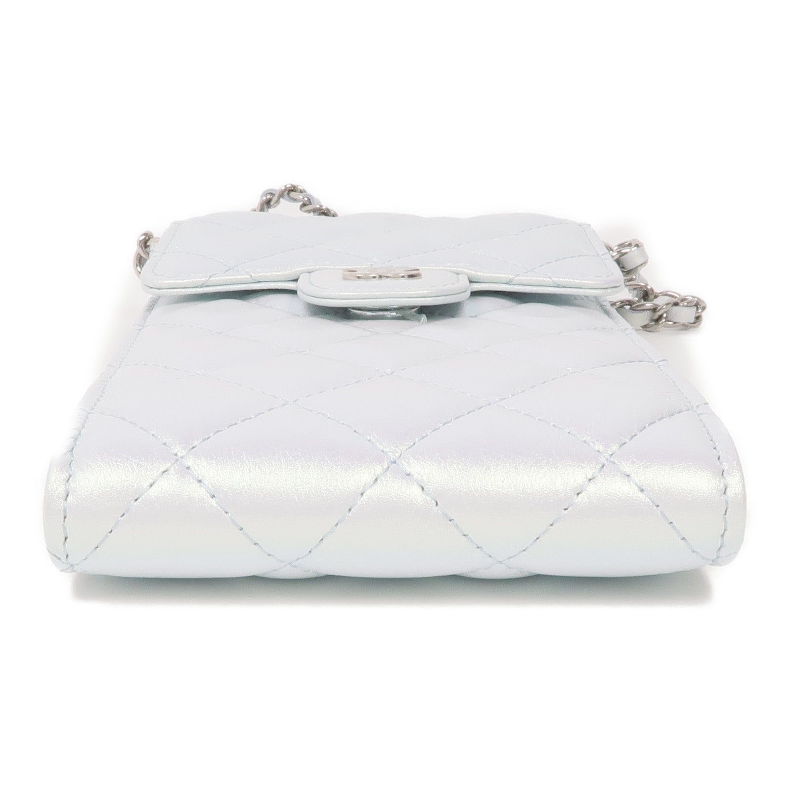 CHANEL 牛皮皮革Phone Bag銀扣鏈帶肩背袋