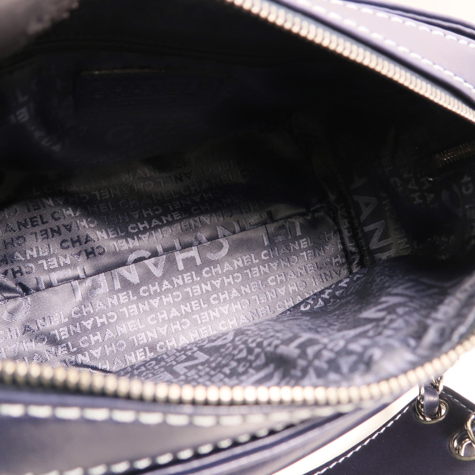 CHANEL 羊皮皮革Vintage Accordion銀扣鏈帶肩背袋