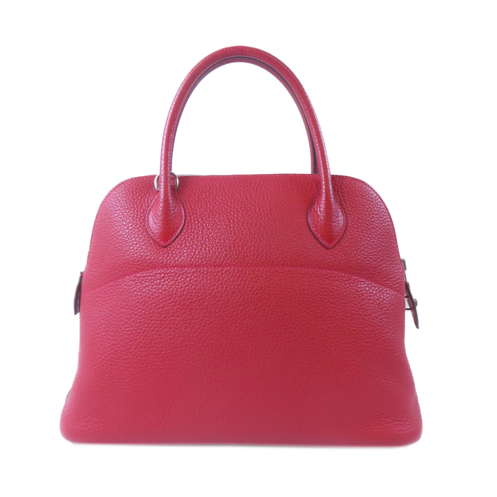 HERMES Clemence皮革Bolide 31銀扣手挽肩背兩用袋紅色
