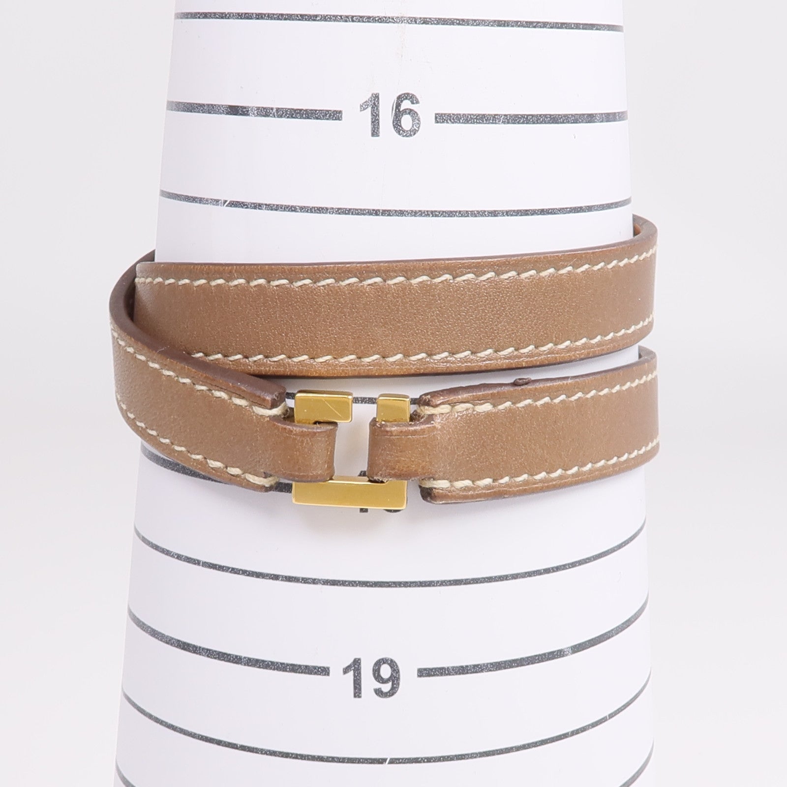 HERMES Swift皮革Rivale Double Tour金扣手鏈Etoupe