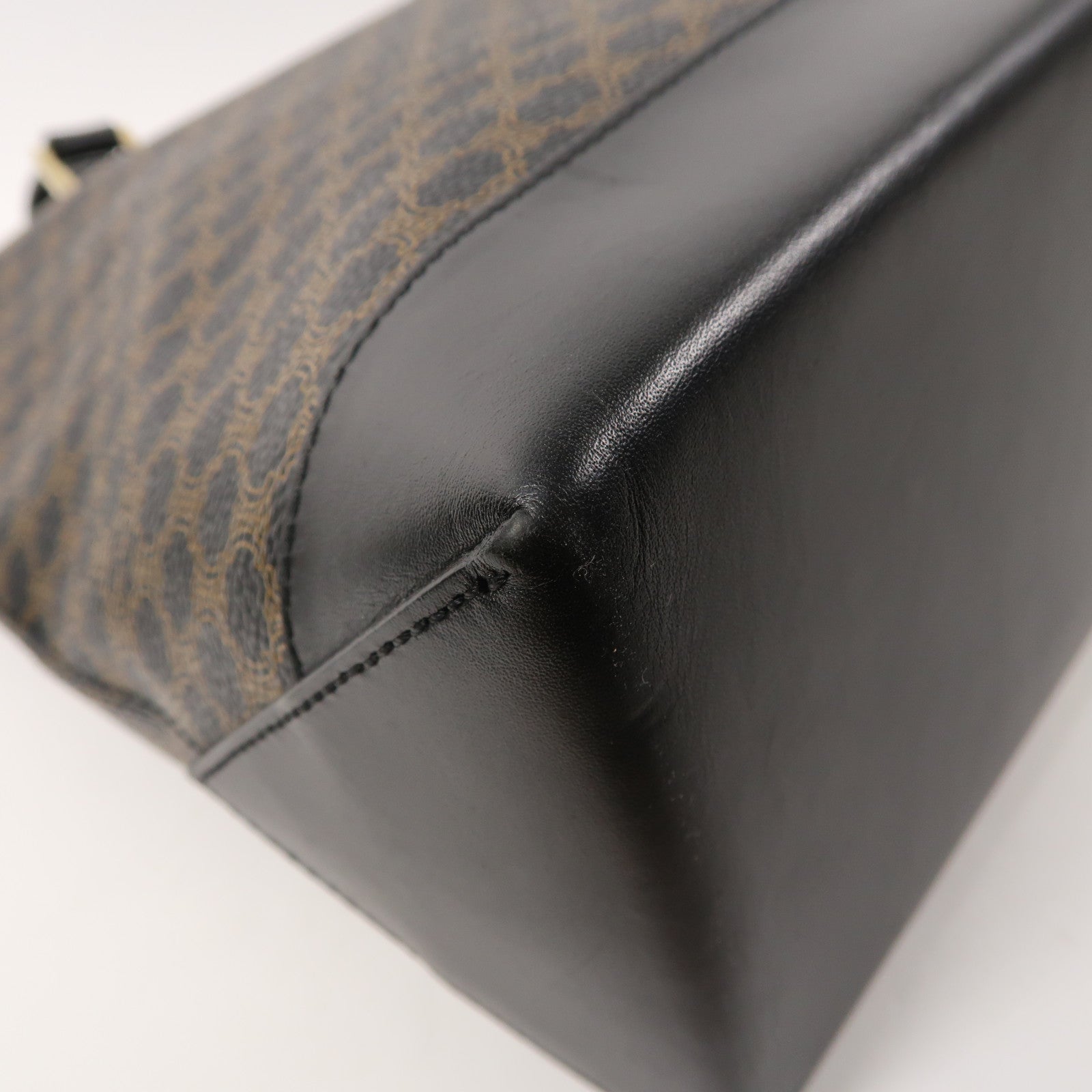 CELINE 塗層帆布Vintage金扣手挽袋啡色