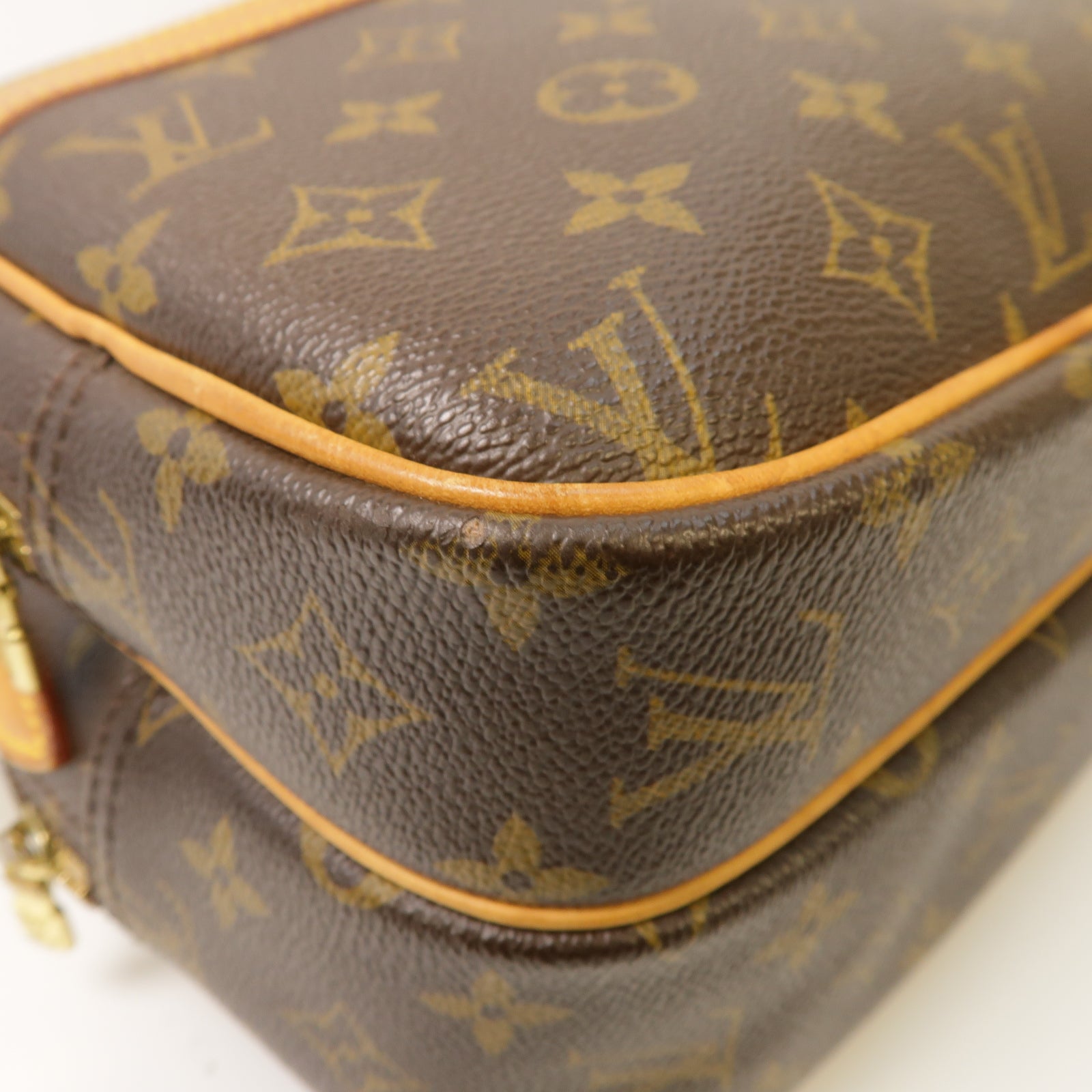 LOUIS VUITTON 【激減優惠】Monogram Reporter PM金扣肩背袋棕色