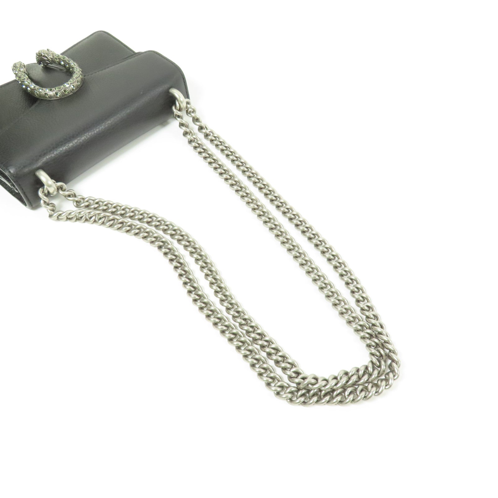 GUCCI GG SHW Dionysus Chain Shoulder Bag Calfskin Leather Black