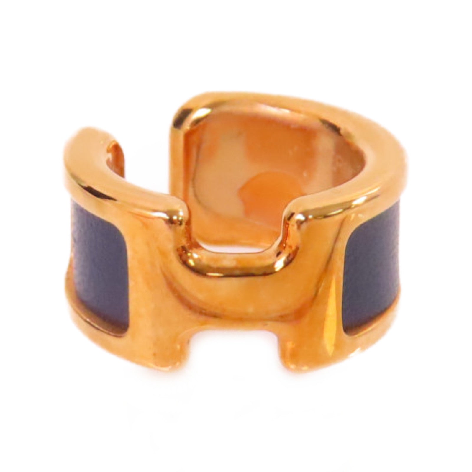 HERMES 金屬/牛皮皮革Olympe Olympe Ear Cuff耳夾2Z Bleu Nuit/午夜藍色