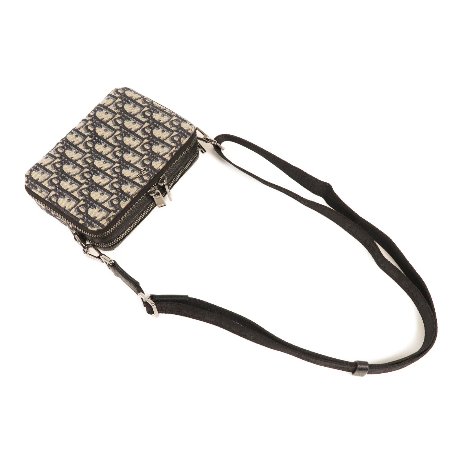 Dior 帆布Zipped Pouch With Strap銀扣肩背袋