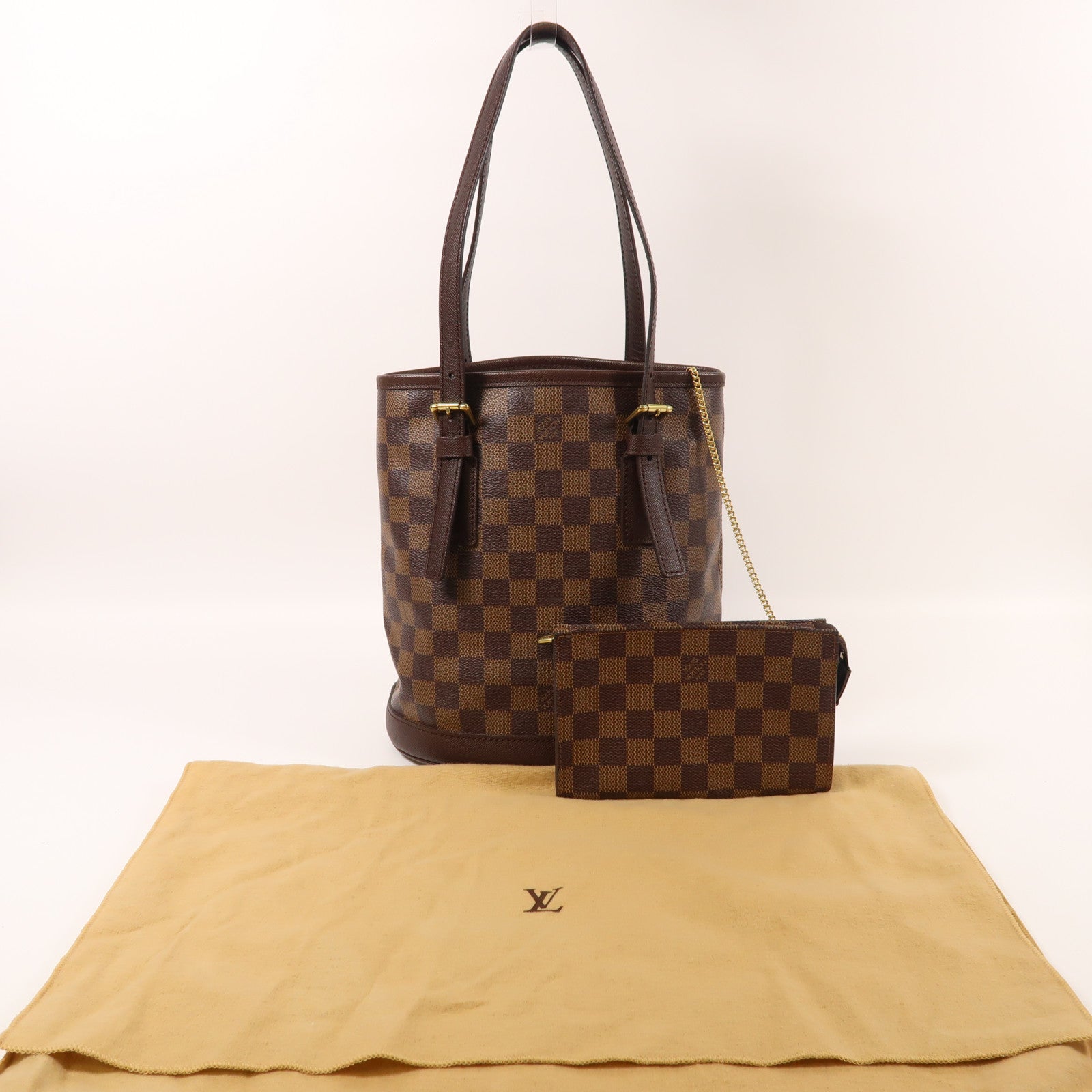 LOUIS VUITTON Damier Marais Bucket金扣肩背袋