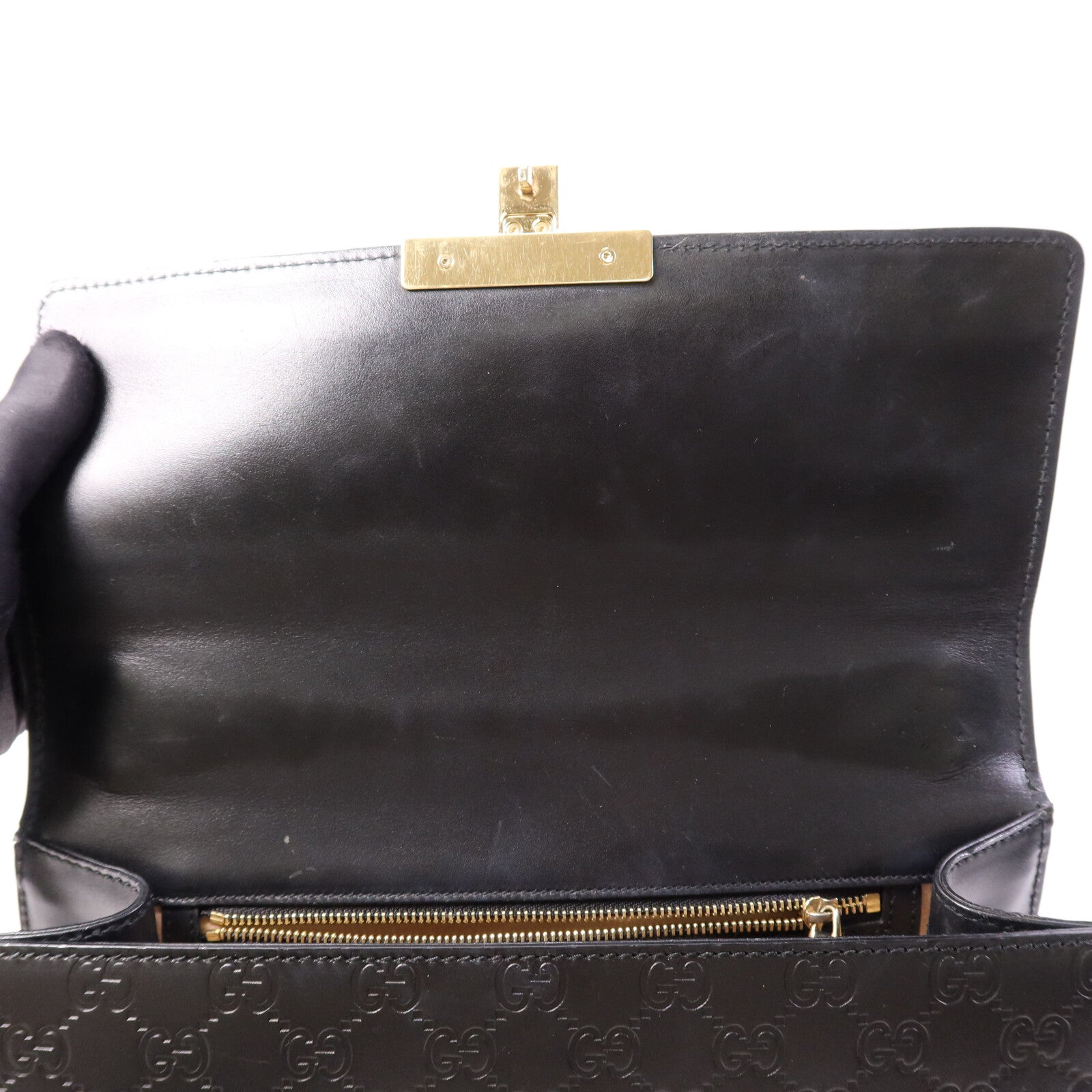 GUCCI 【激減優惠】牛皮皮革Padlock Medium金扣鏈帶肩背袋